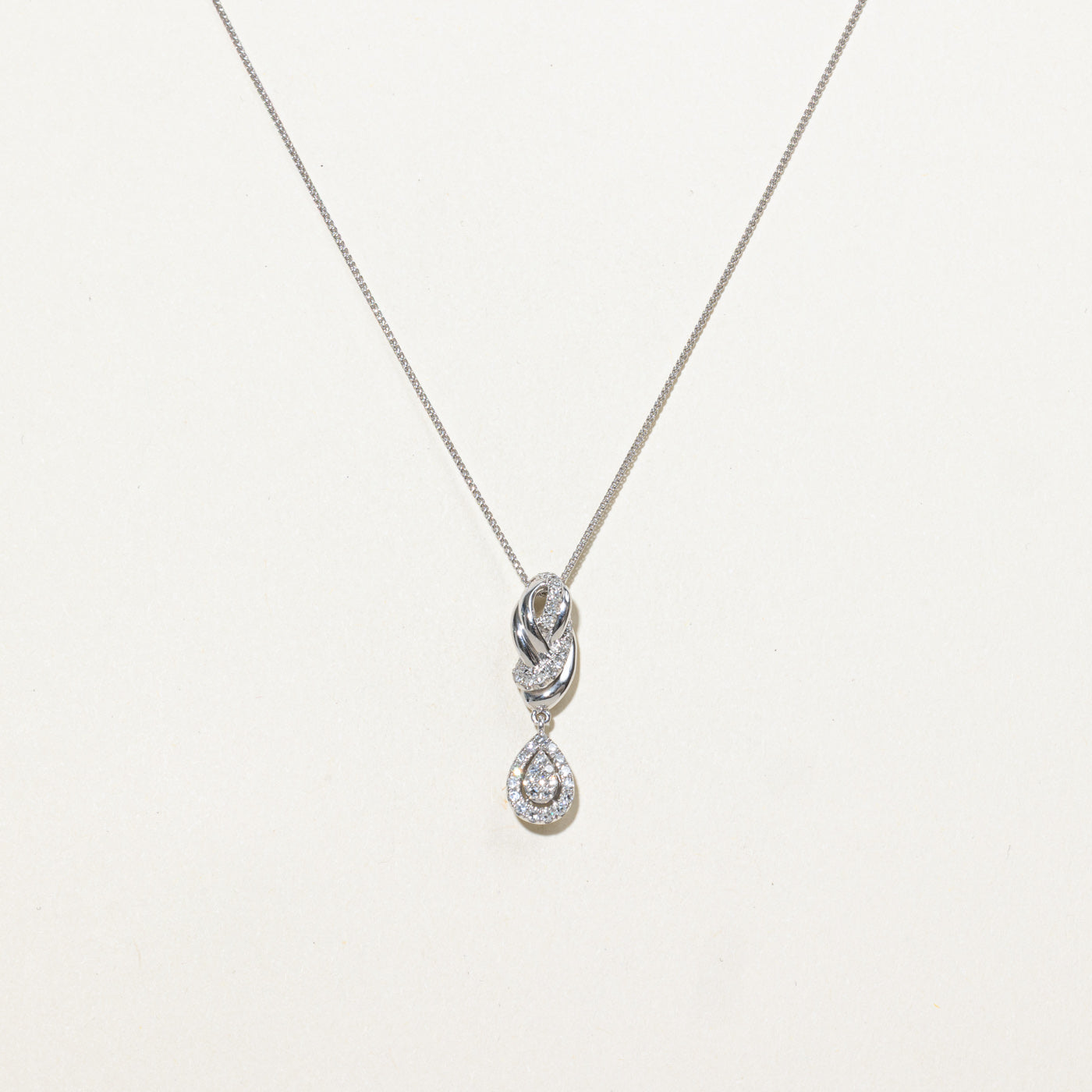 14K Diamond & Sapphire Pear Shaped Cluster Pendant Necklace | 18"