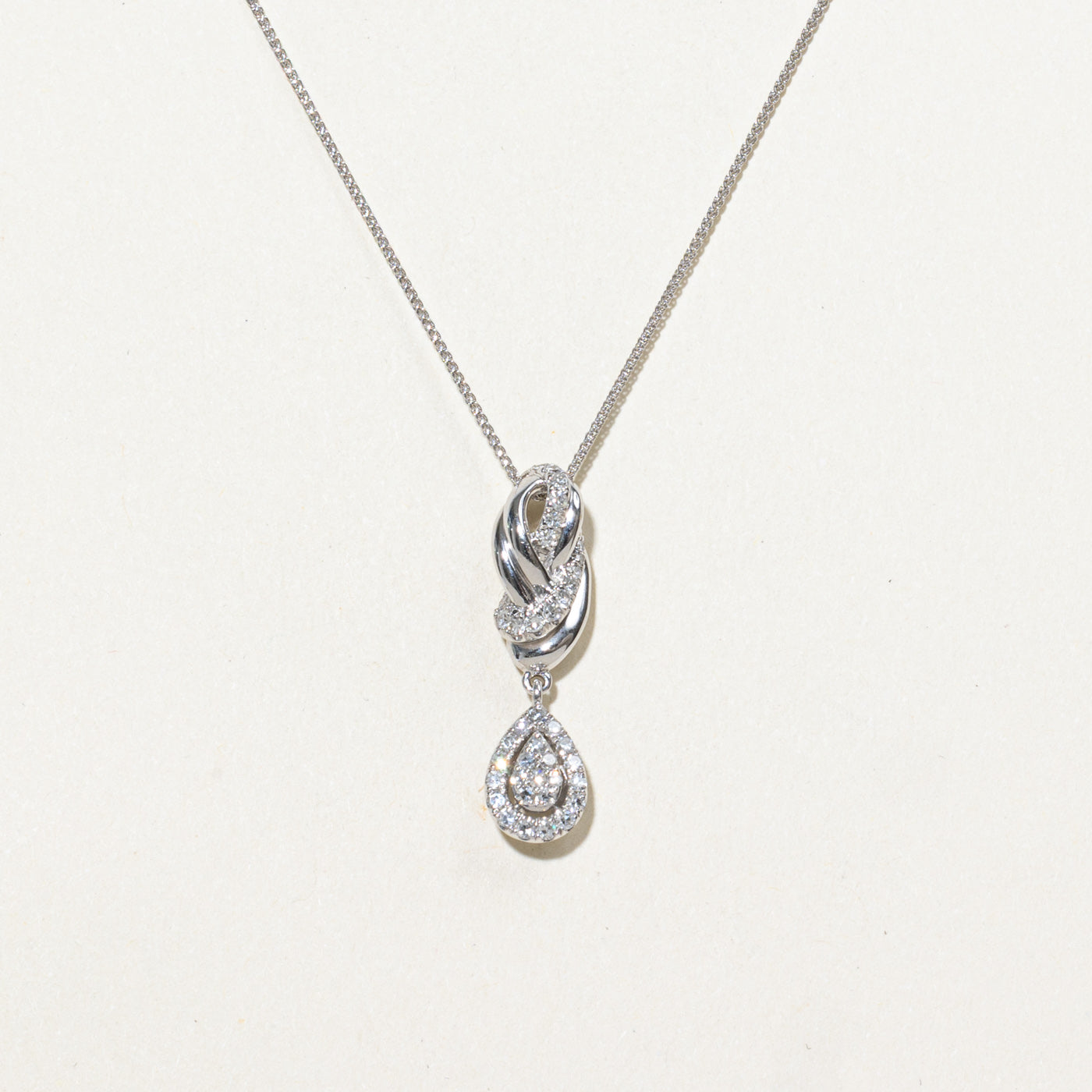 14K Diamond & Sapphire Pear Shaped Cluster Pendant Necklace | 18"