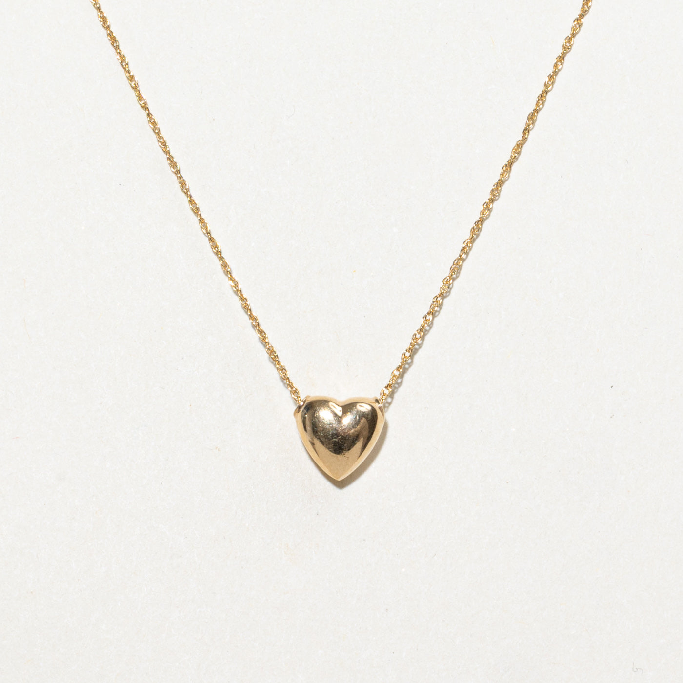 14k Yellow Gold Puffed Heart Pendant Necklace | 16"