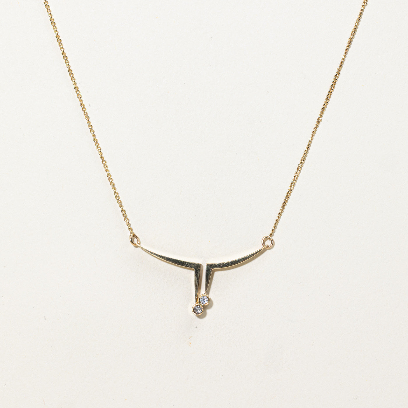 14K Diamond Geometric Drop Pendant Necklace | 15"