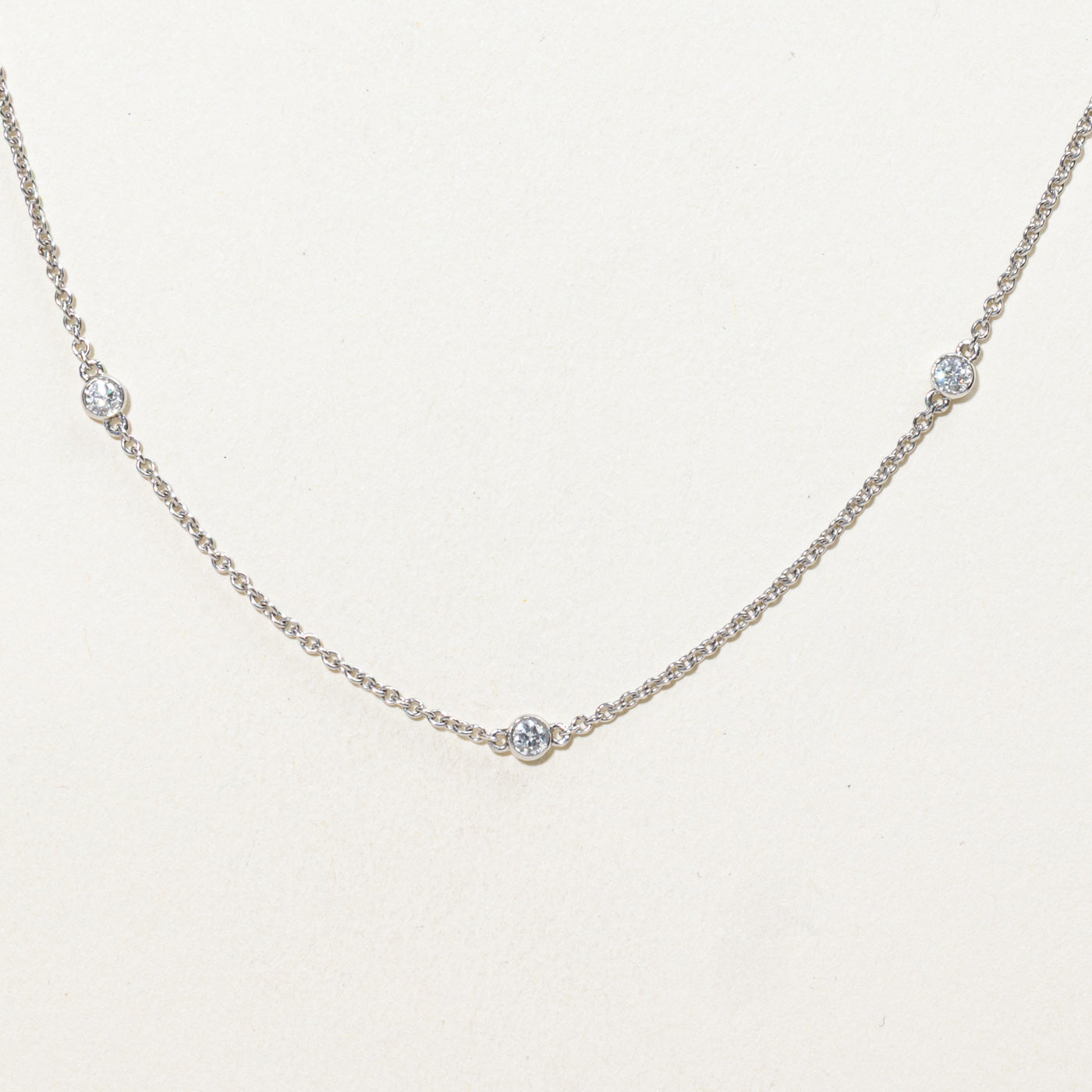 18K Bezel Set Diamond Satellite Necklace | 16.5"