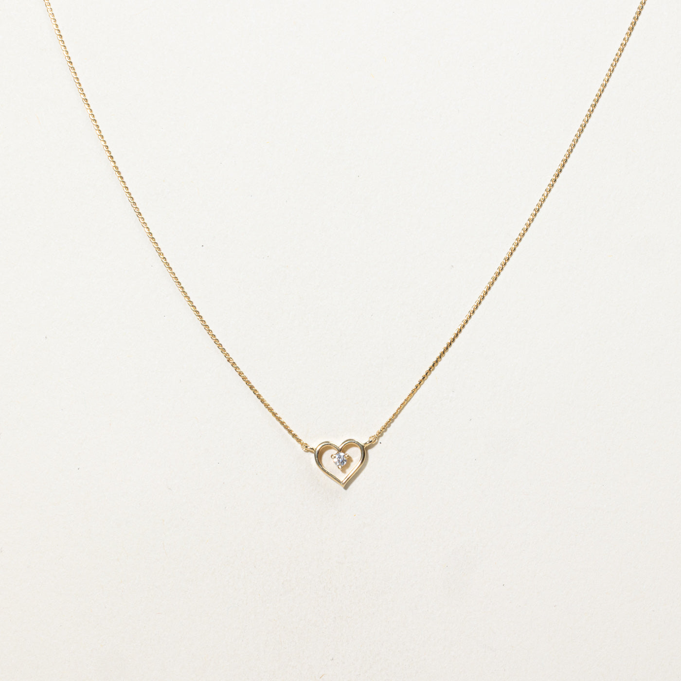 14K Diamond Heart Pendant Necklace | 14"