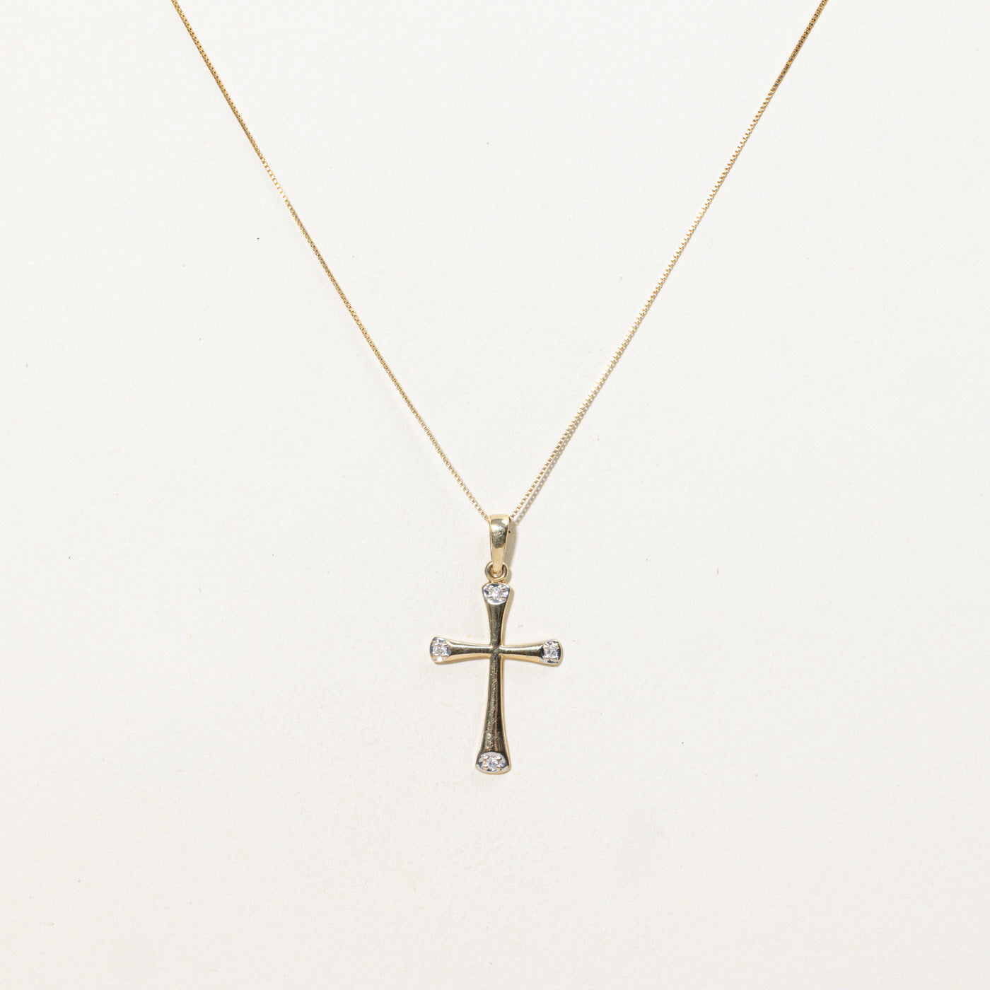 10K Diamond Cross Pendant Necklace | 17"