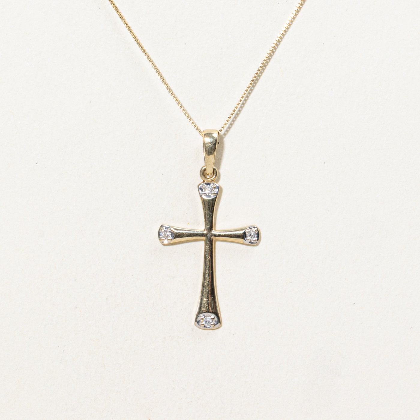 10K Diamond Cross Pendant Necklace | 17"