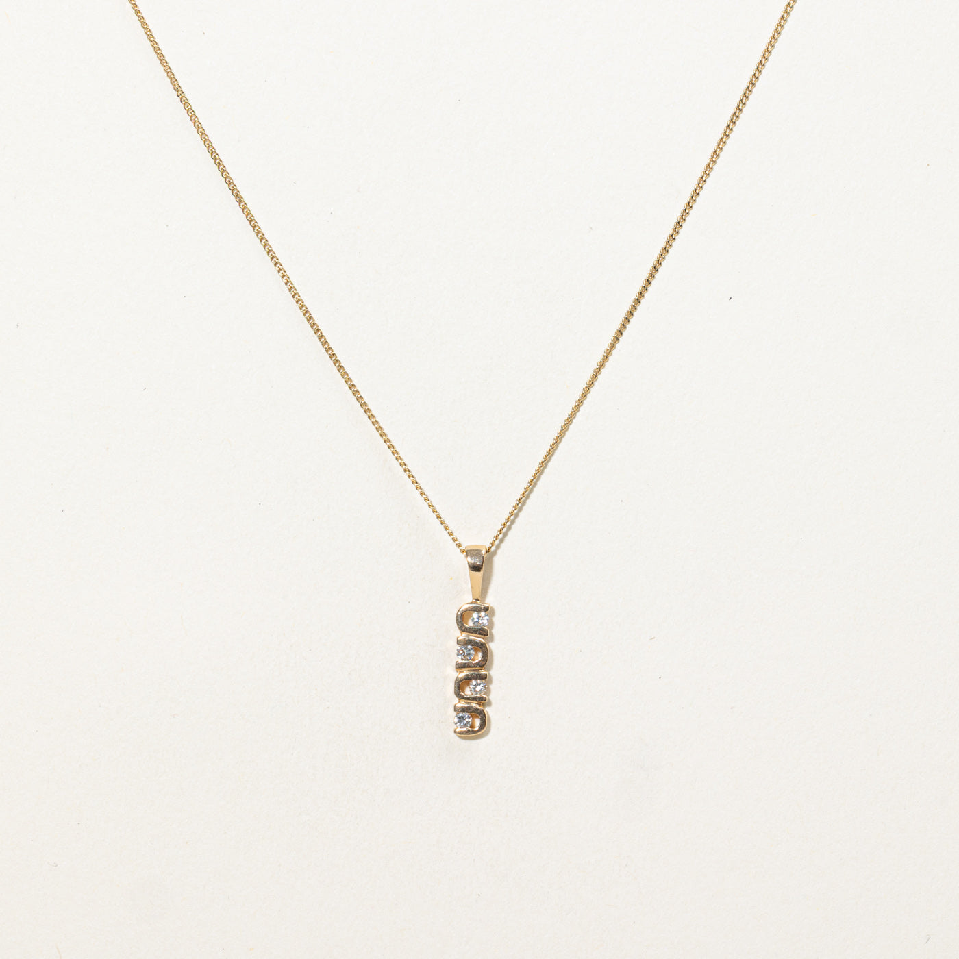 14K Diamond Geometric Bar Pendant Necklace | 15"