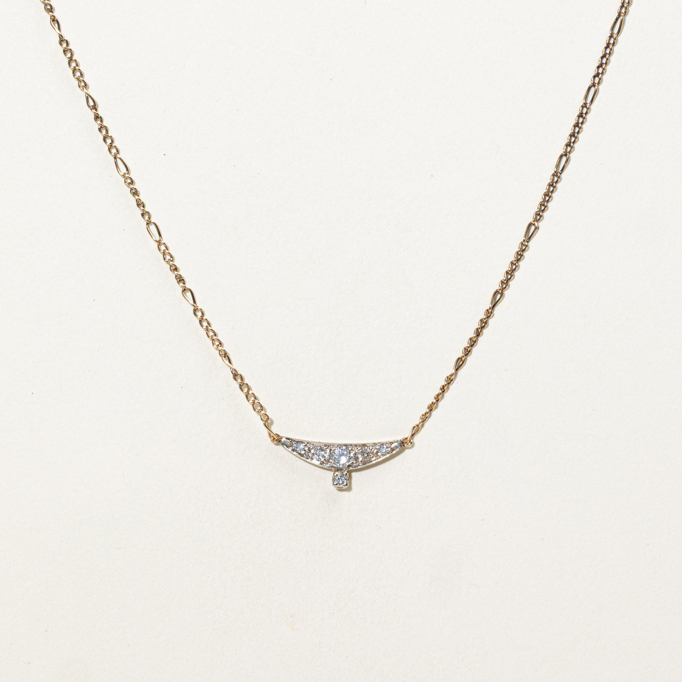 10K Diamond Crescent Cluster Pendant Necklace | 17"