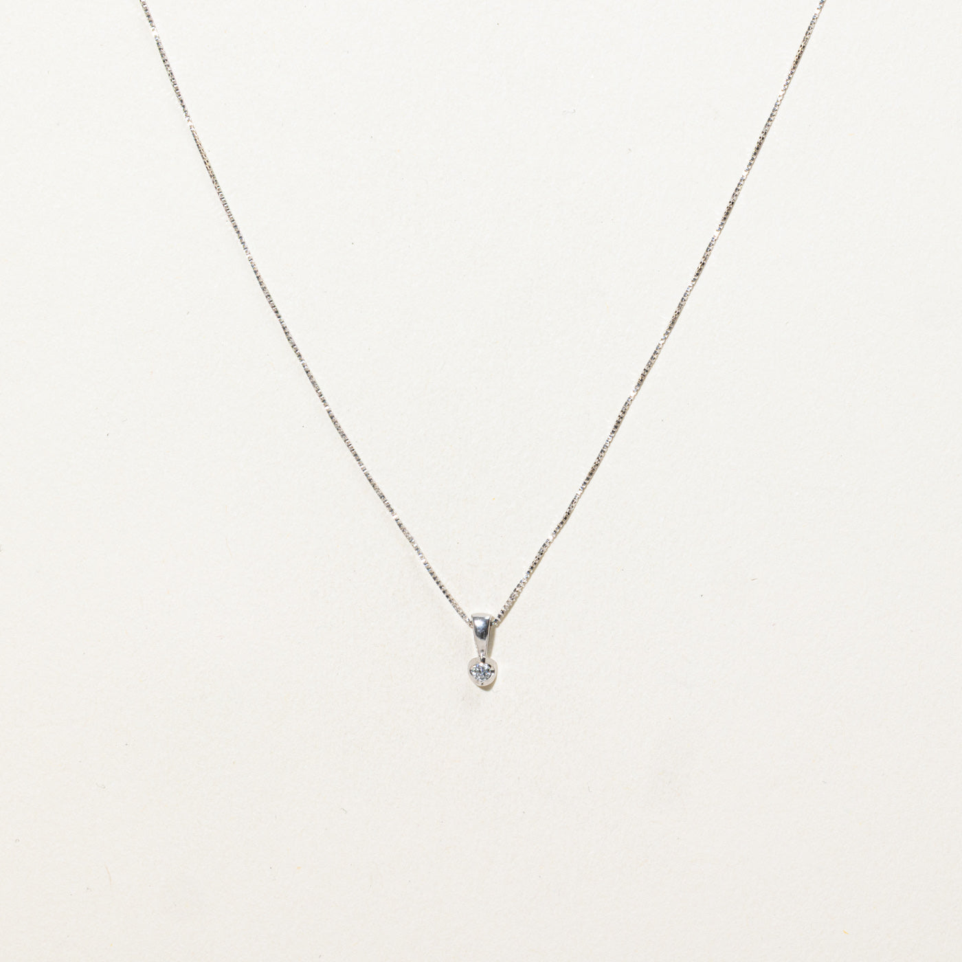10K Solitaire Diamond Pendant Necklace | 22"
