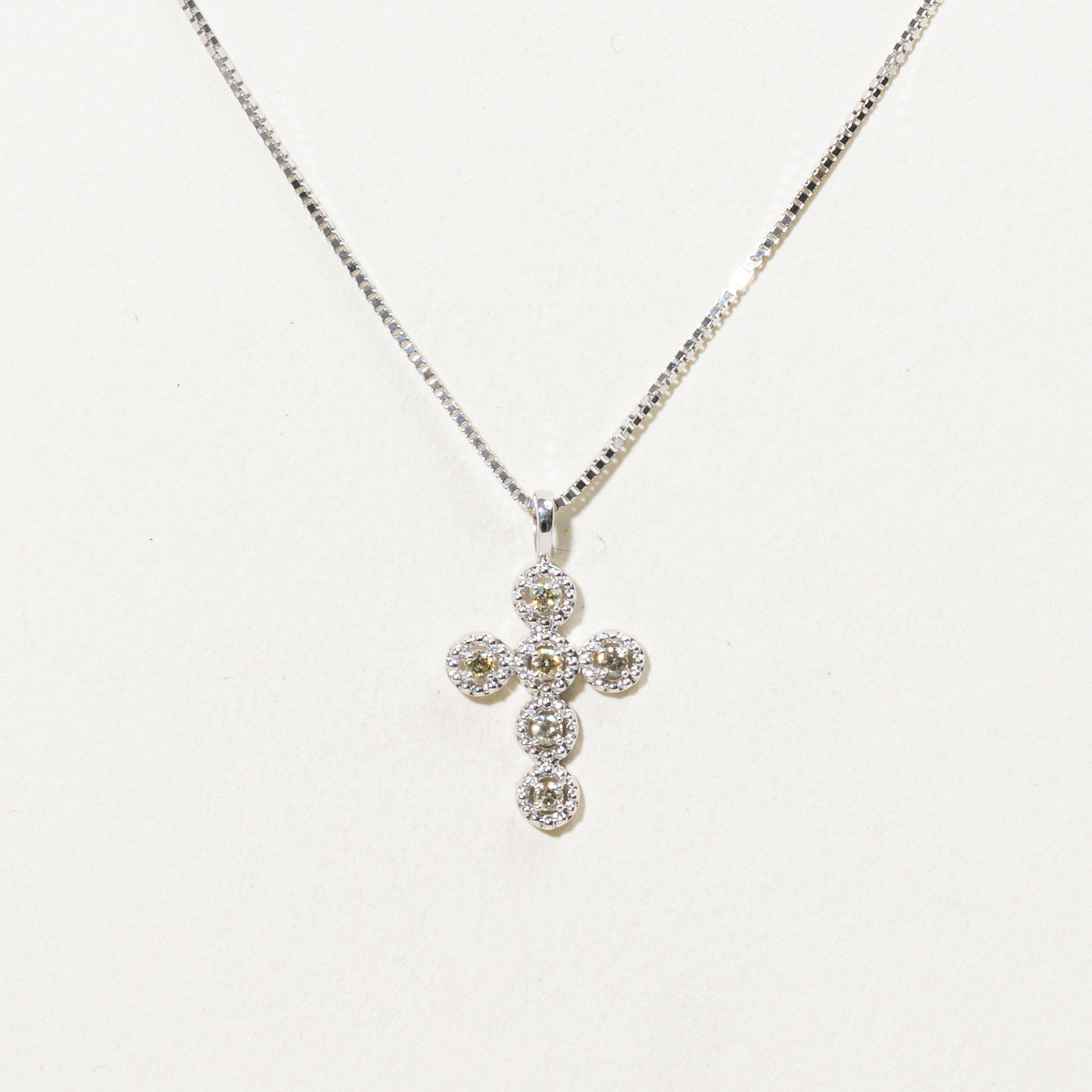 18K Diamond Cluster Cross Pendant Necklace | 16"