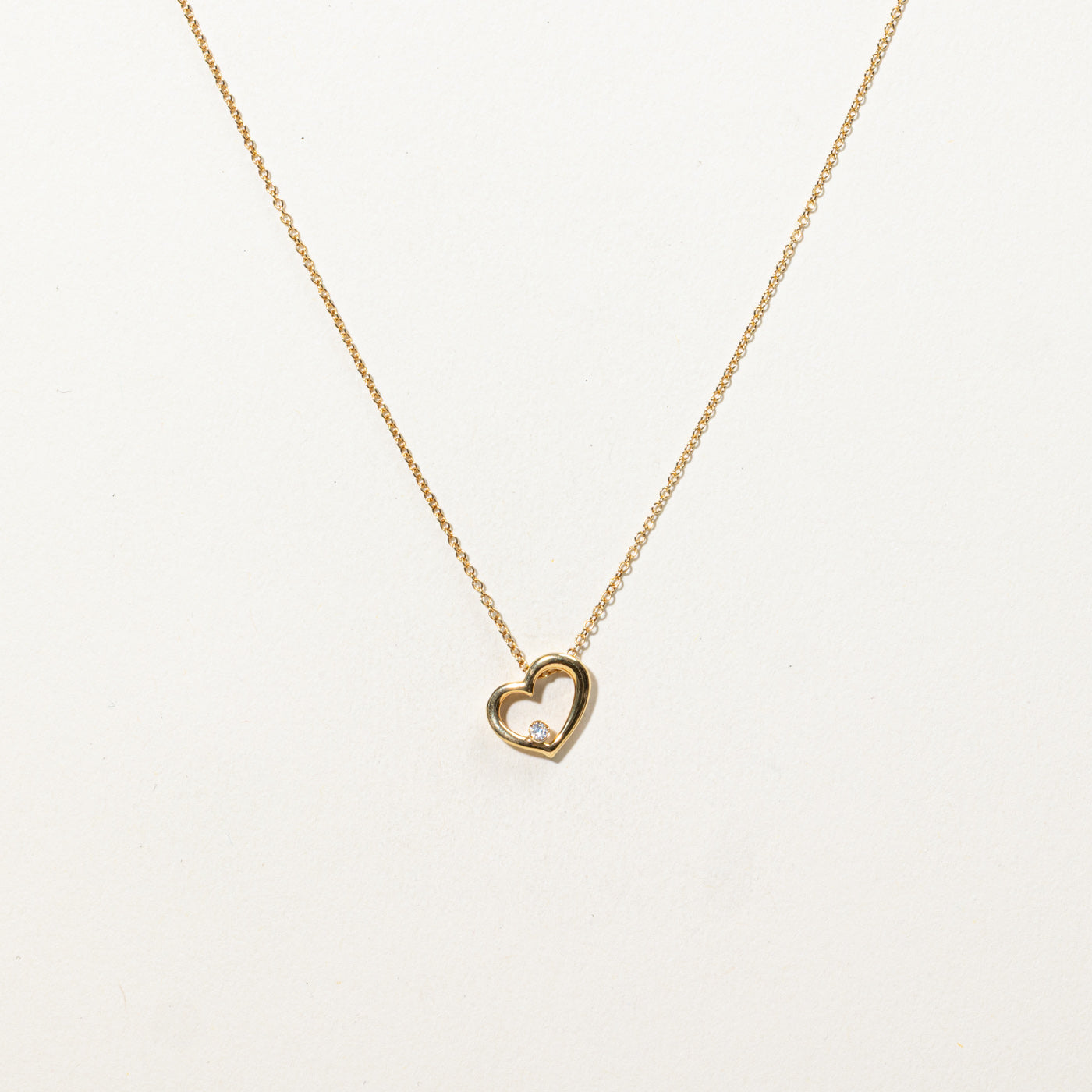 'Birks' 18K Diamond Heart Pendant Necklace | 17"