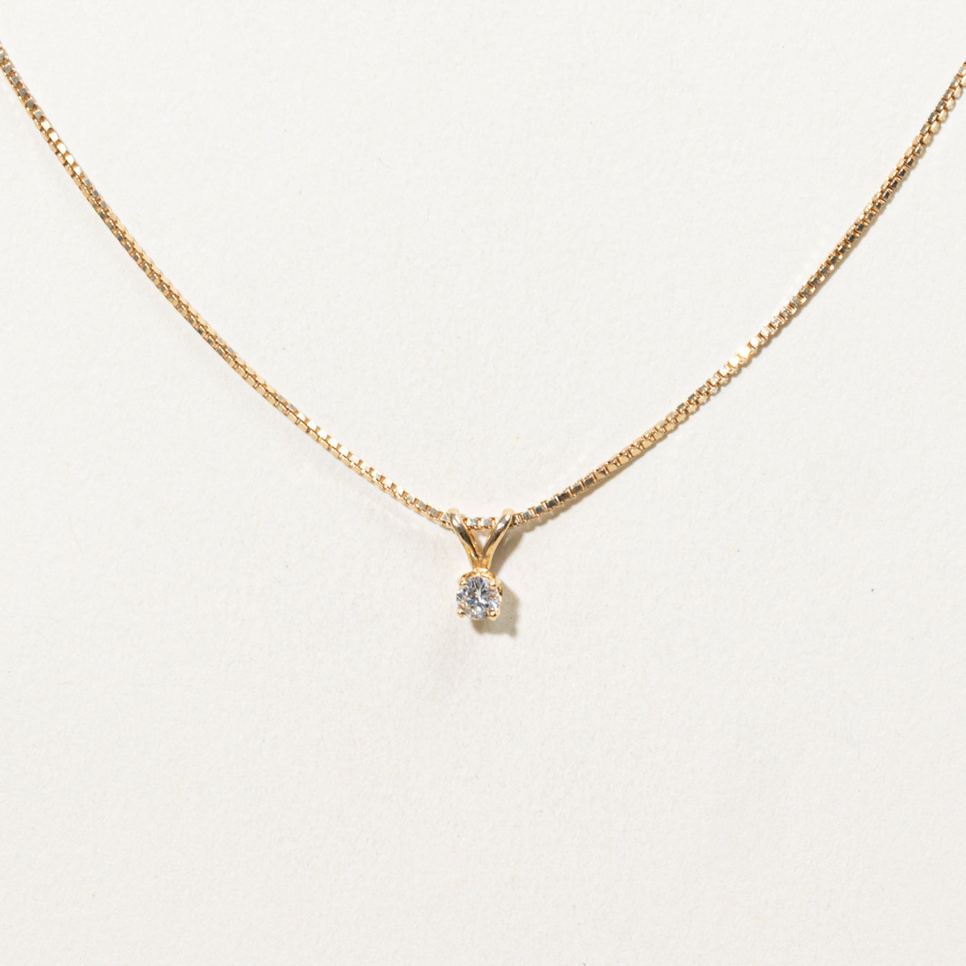 10K Solitaire Diamond Pendant Necklace | 18"