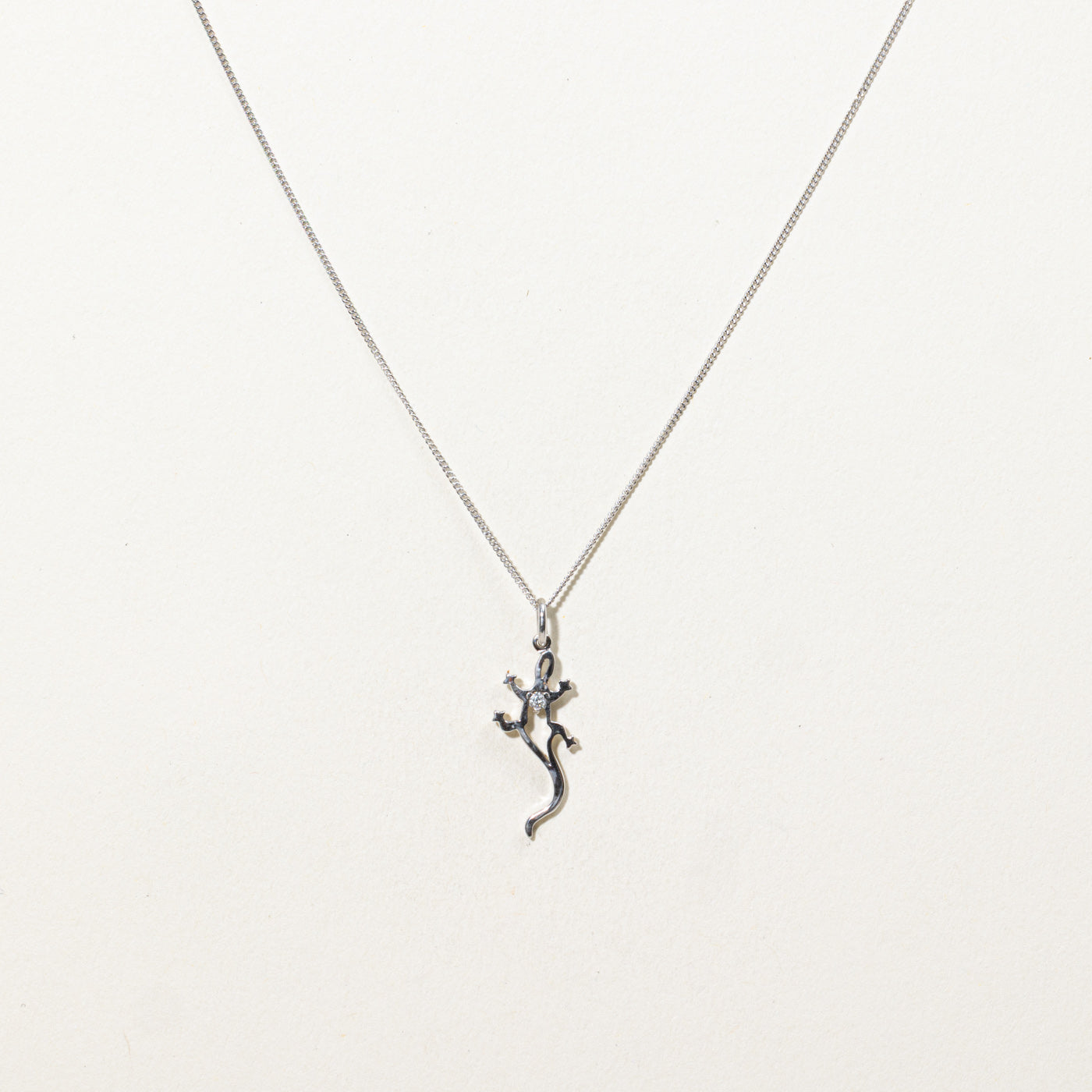10K Diamond Gecko Pendant Necklace | 18"