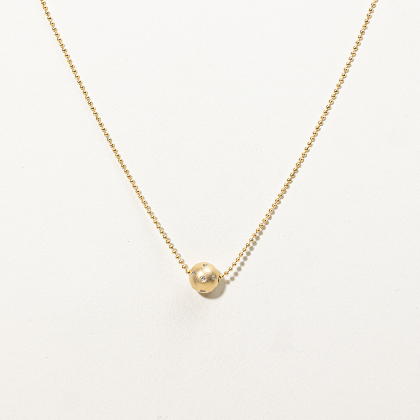 18K Diamond Sphere Pendant Necklace | 16"