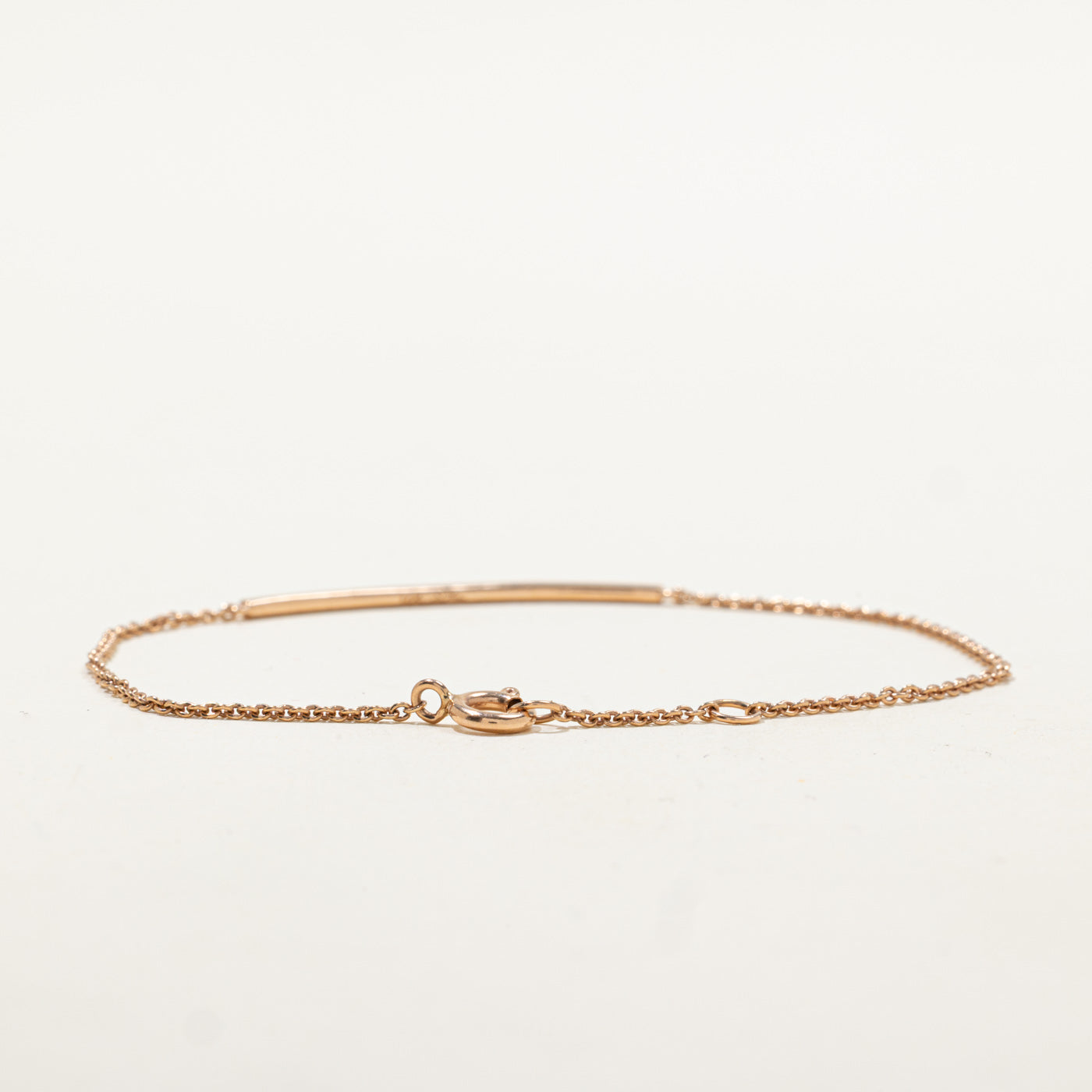 14K Rose Gold Diamond Bar Bracelet | 7"