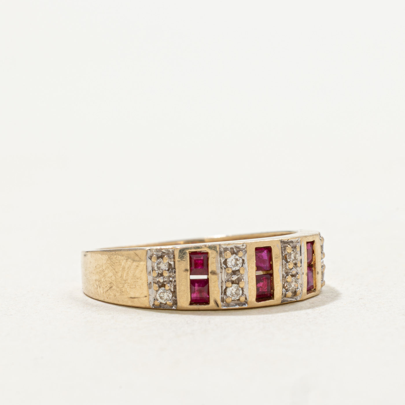 10k Ruby & Diamond Multi Row Band | SZ 5.25