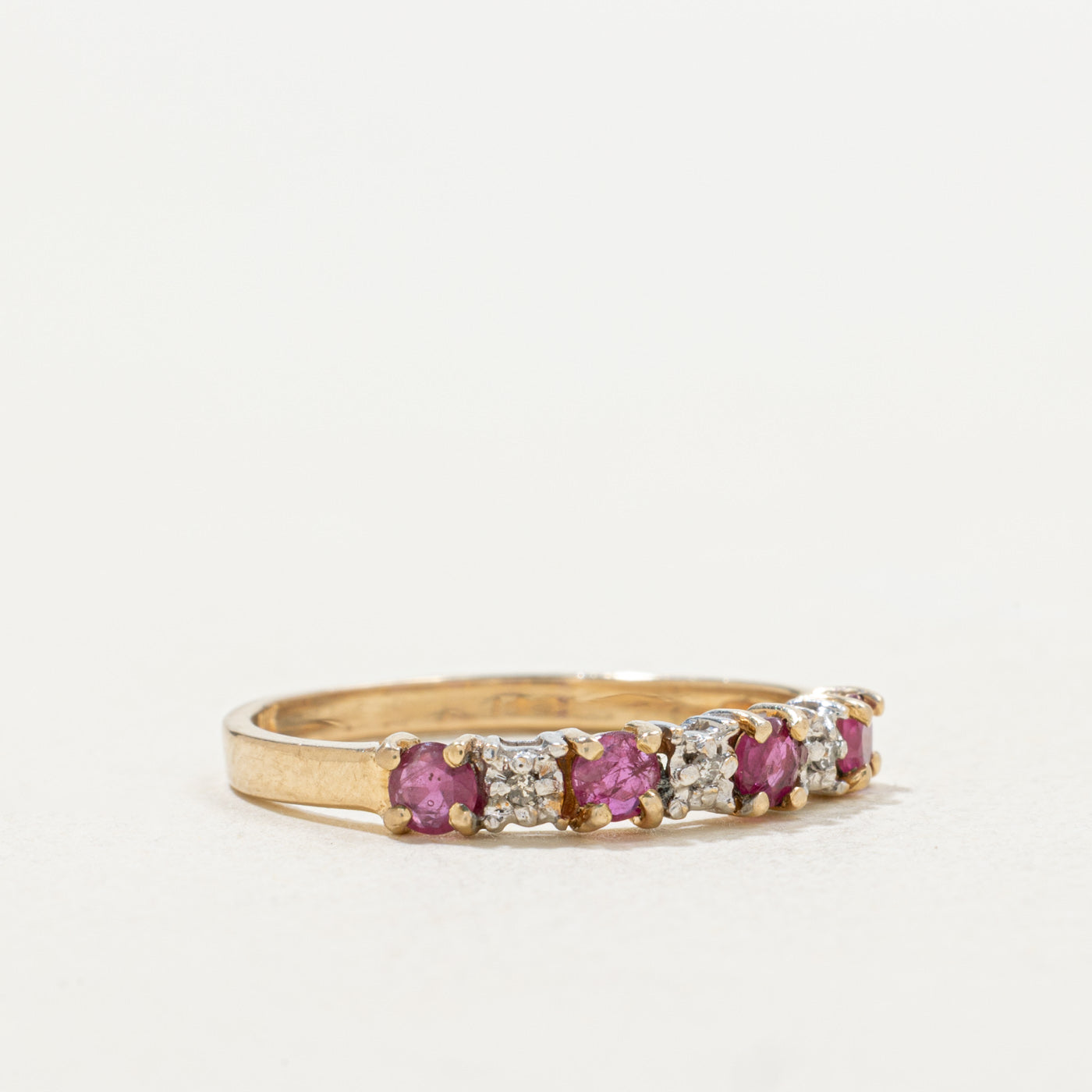 10k Seven Stone Ruby & Diamond Band | SZ 6.0