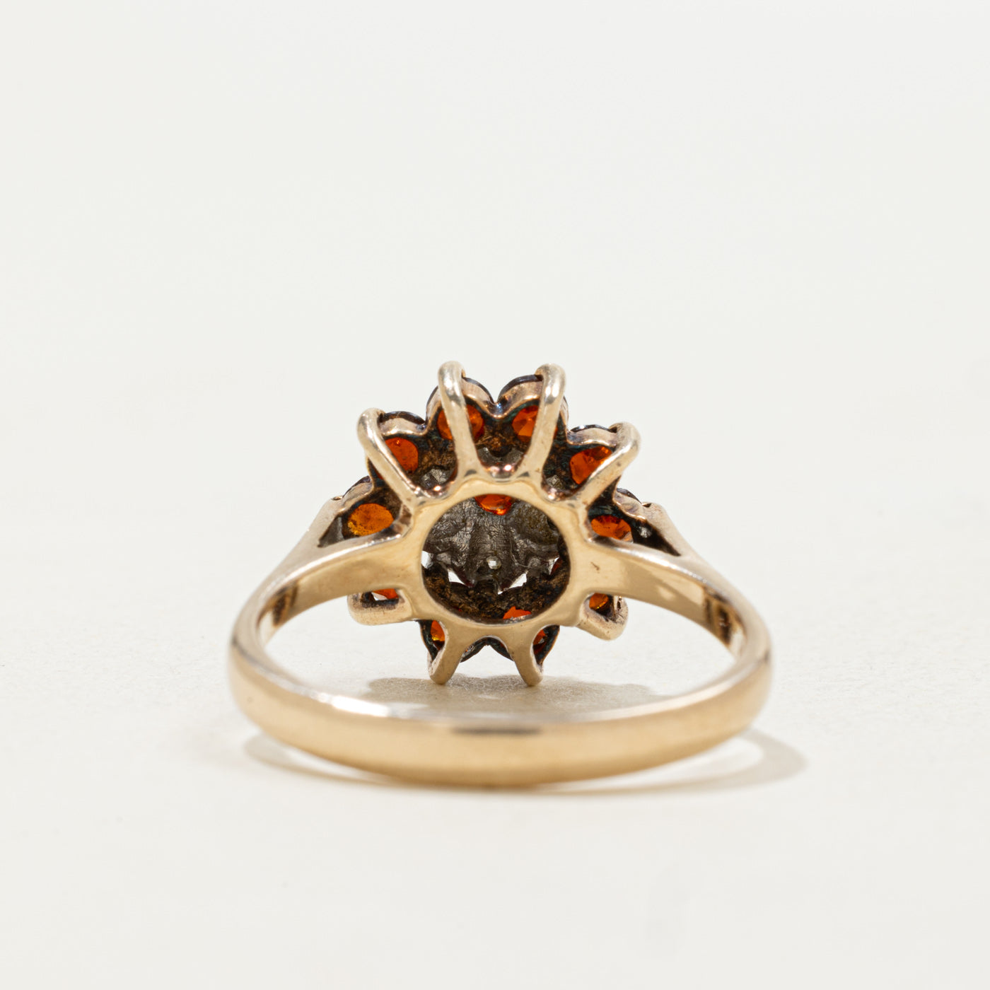 10k Garnet & Diamond Floral Cluster Ring | SZ 6.5