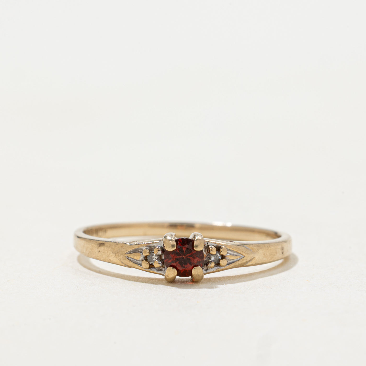 10k Garnet & Diamond Accented Petite Ring | SZ 5.5