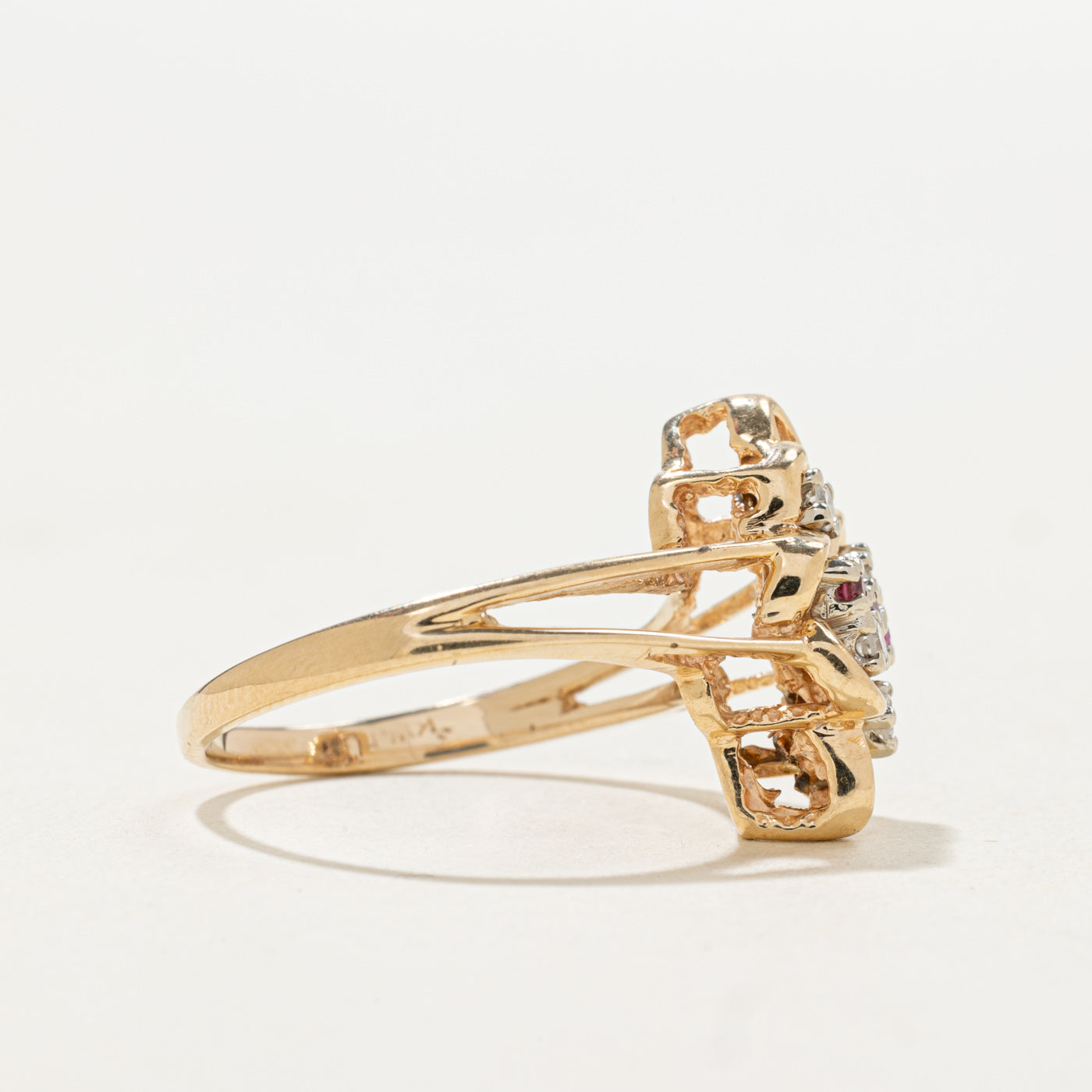 14k Ruby & Diamond Cluster Ring | SZ 7.5