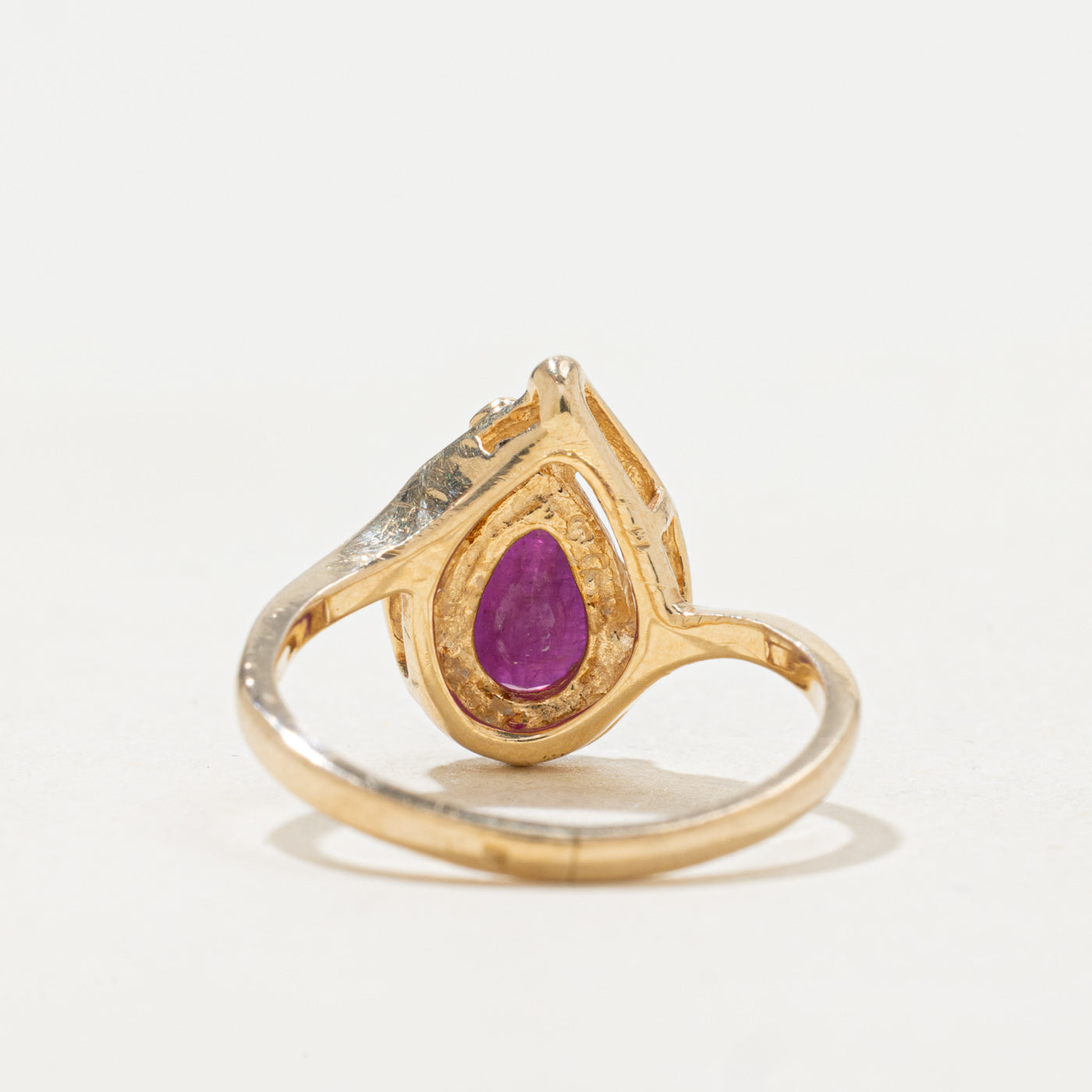 14k Pear Cut Ruby & Diamond Accented Ring | SZ 5.0
