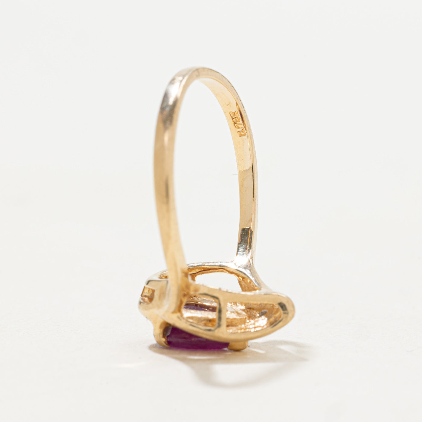 14k Pear Cut Ruby & Diamond Accented Ring | SZ 5.0