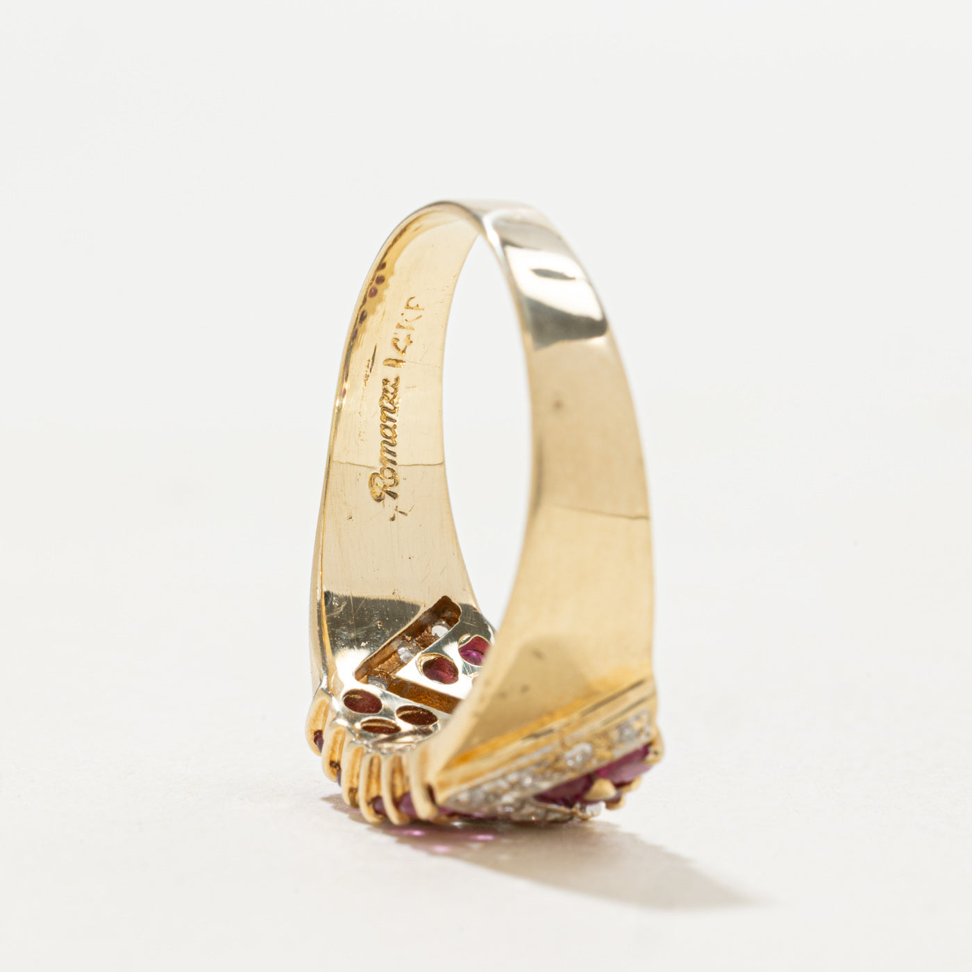 14k Ruby & Diamond Zigzag Design Band | SZ 7.75