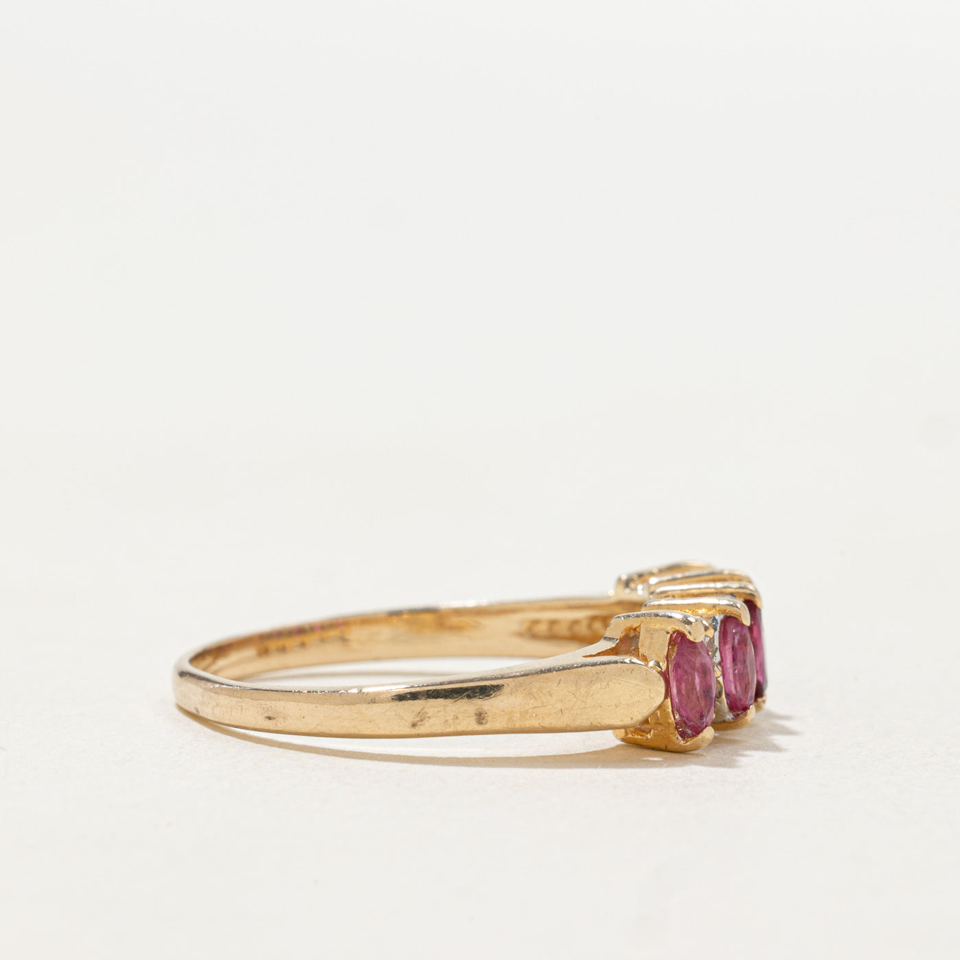 14k Five Stone Marquise Cut Ruby & Diamond Band | SZ 8.25