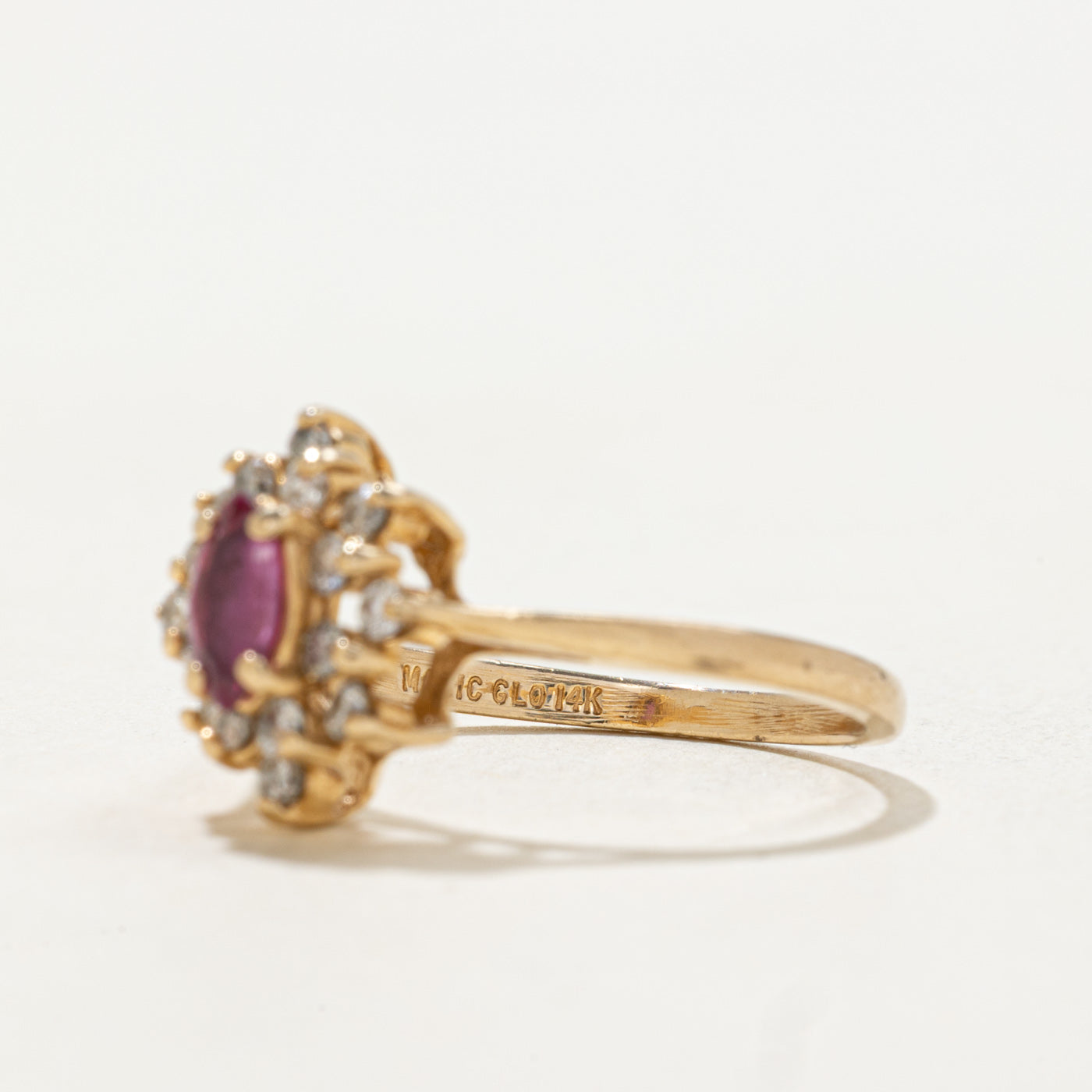 14k Marquise Cut Ruby & Diamond Petal Halo Ring | SZ 6.25