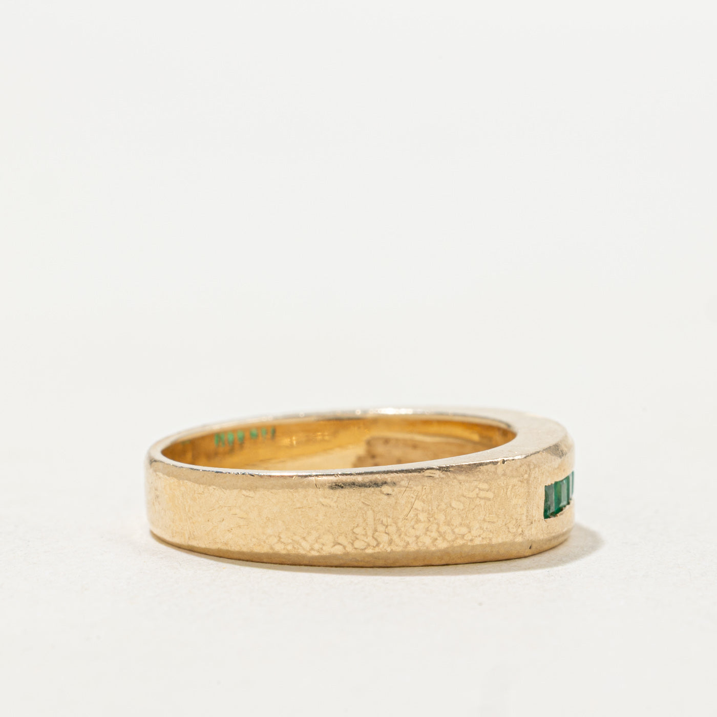 14k Channel Set Square Cut Emerald Band | SZ 7.0