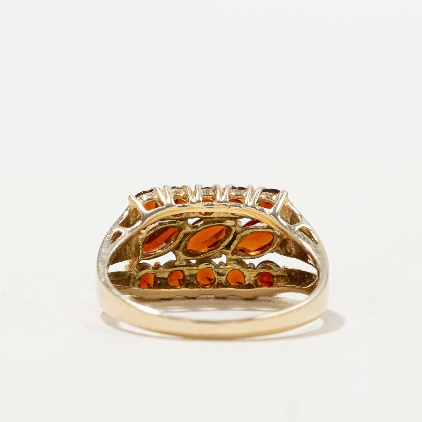14k Mixed Cut Garnet Multi Row Ring | SZ 7.25