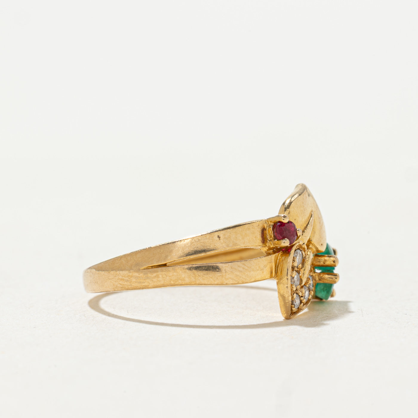 French Multi Gemstone Floral Leaf Ring | SZ 6.0
