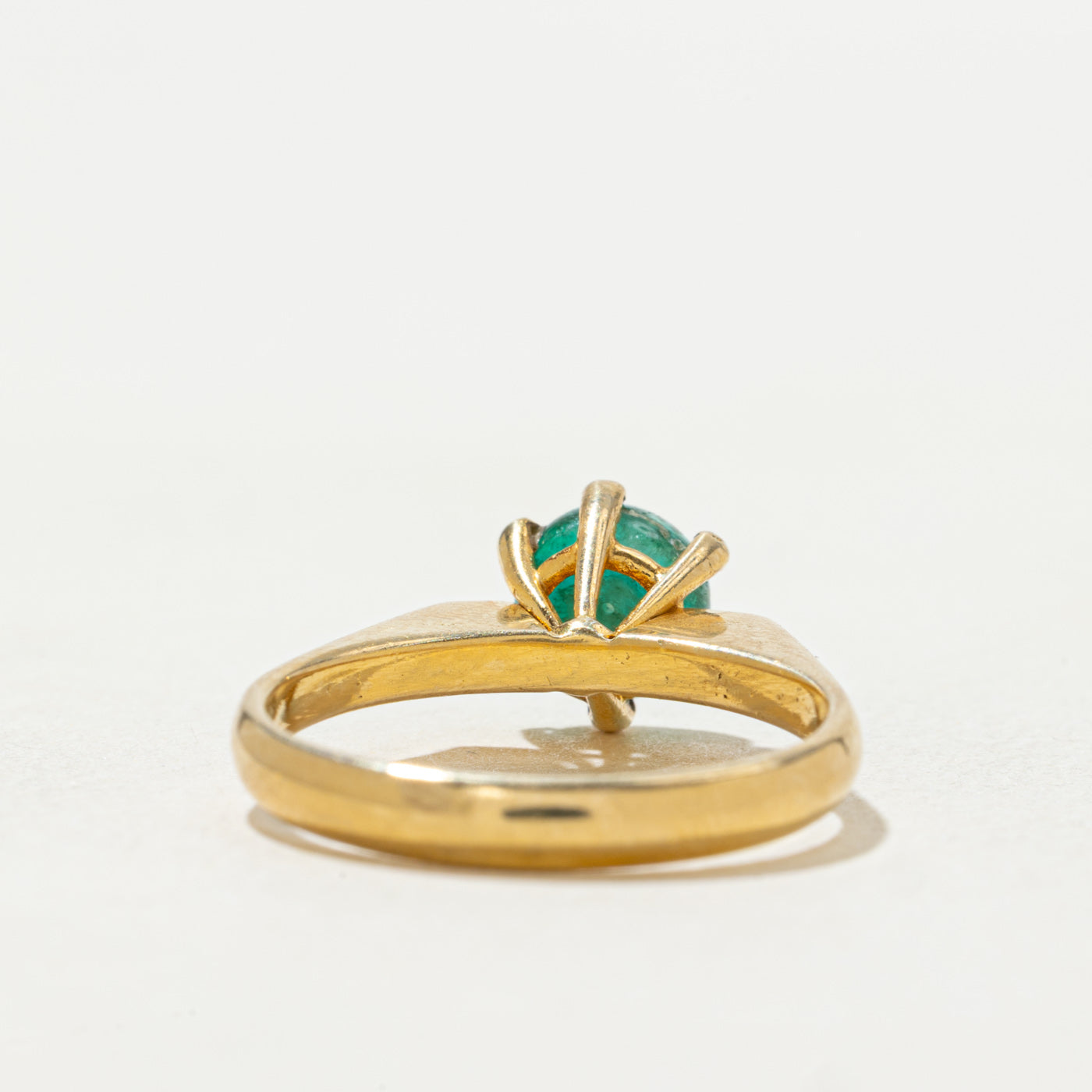 18k Six Prong Cabochon Emerald Ring | SZ 6.25