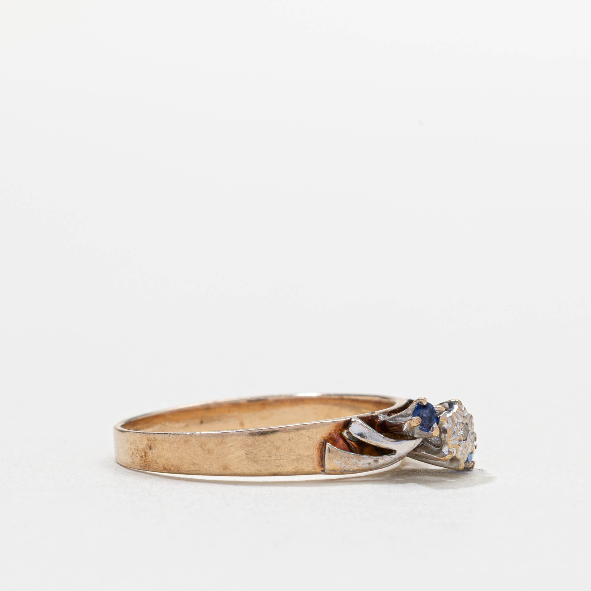 9k Sapphire & Diamond Cluster Ring | SZ 7.5