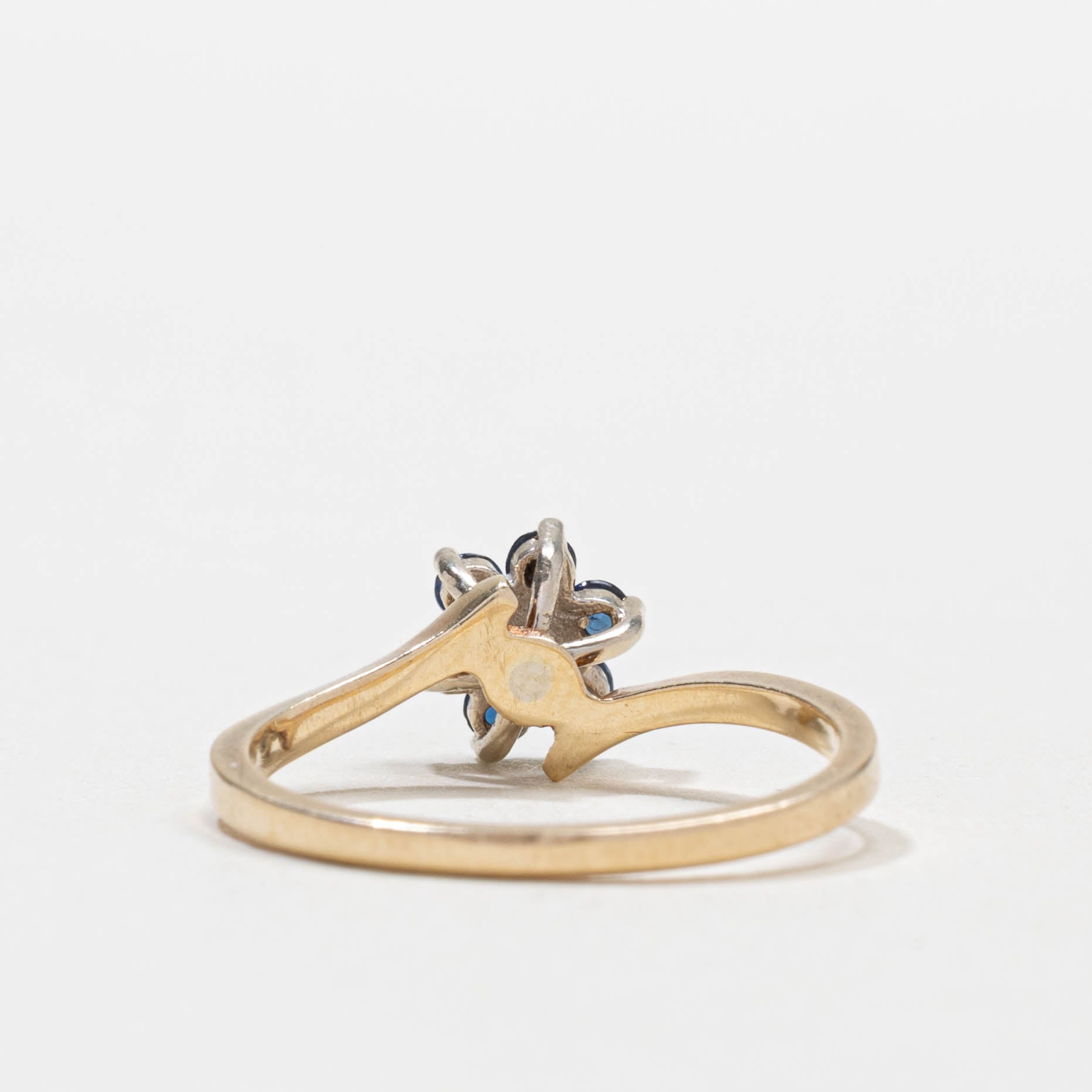 10k Sapphire & Diamond Floral Cluster Bypass Ring | SZ 6