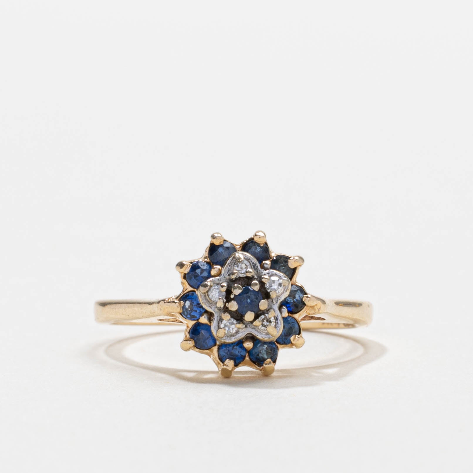 10k Sapphire & Diamond Petal Cluster Ring | SZ 6