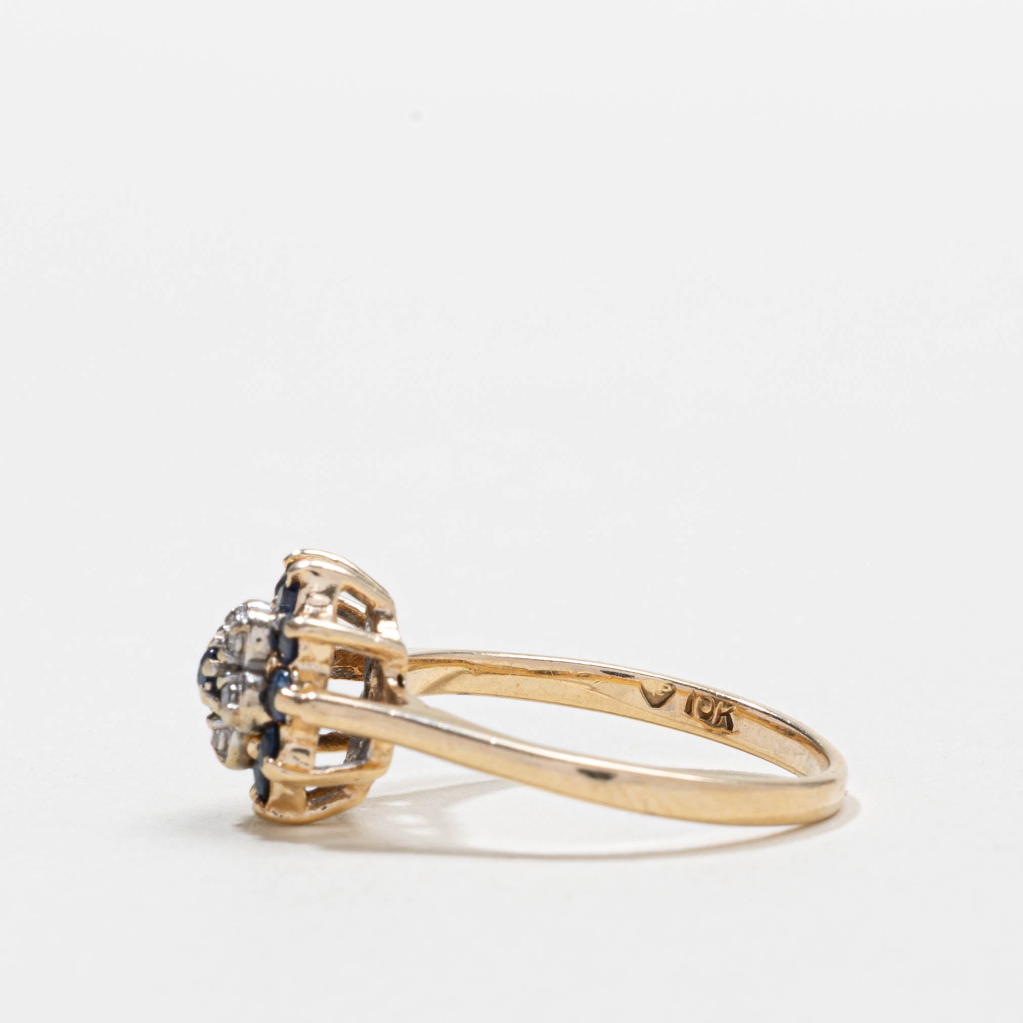 10k Sapphire & Diamond Petal Cluster Ring | SZ 6