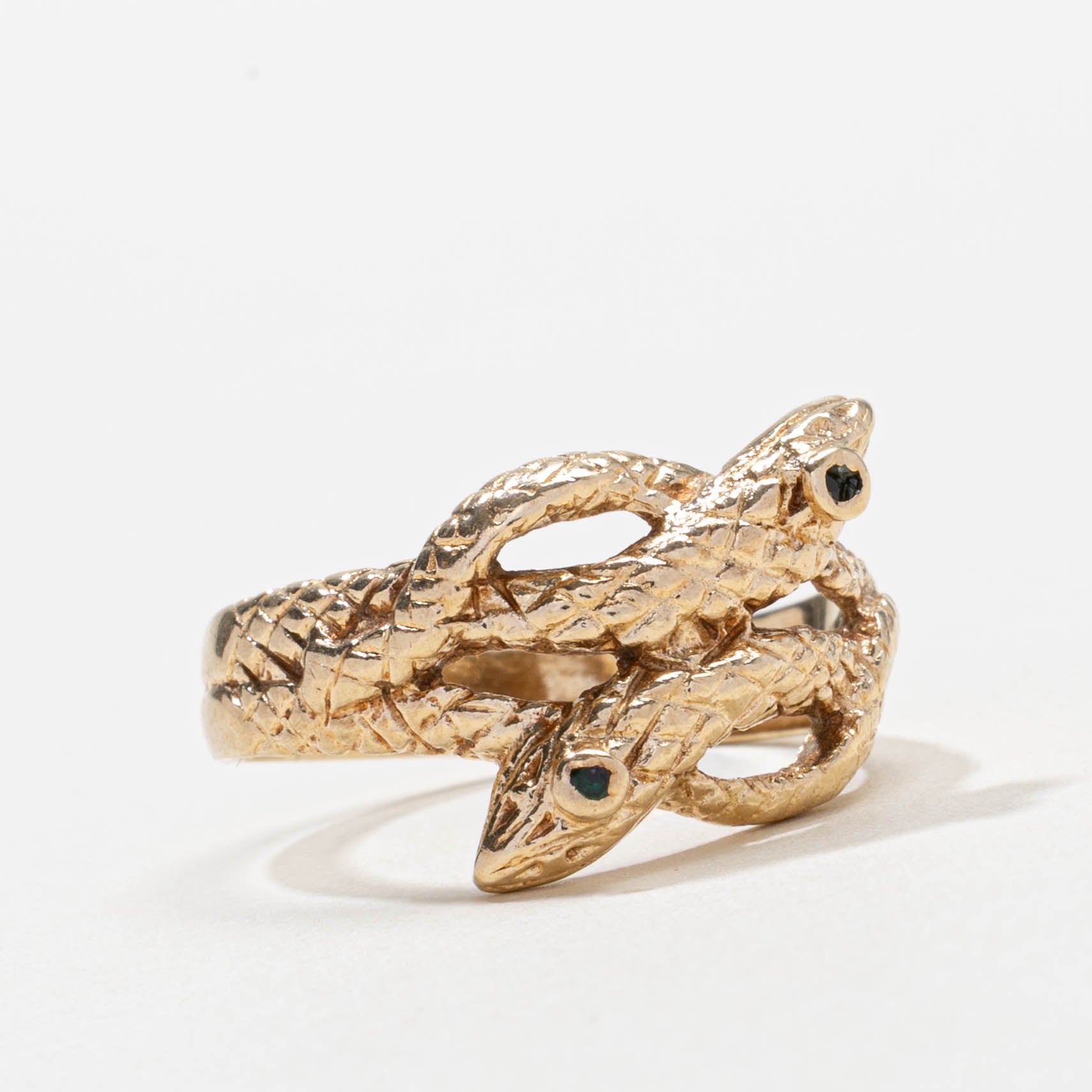 10k Sapphire Textured Double Snake Ring | SZ 7