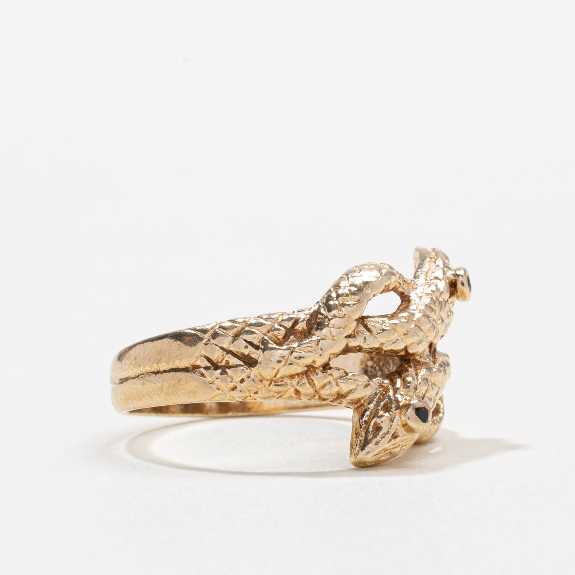 10k Sapphire Textured Double Snake Ring | SZ 7