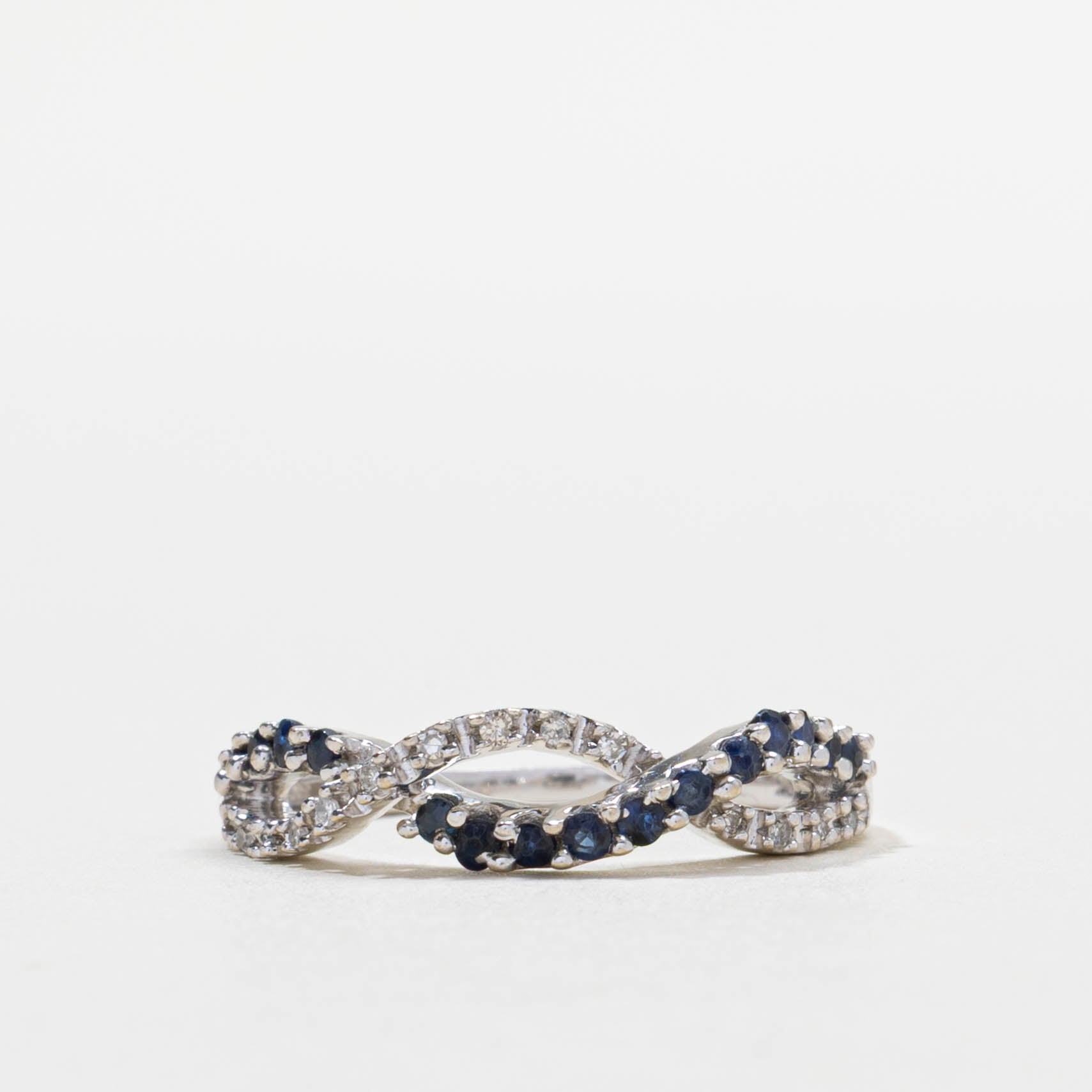 10k Sapphire & Diamond Multi Crossover Ring | SZ 6