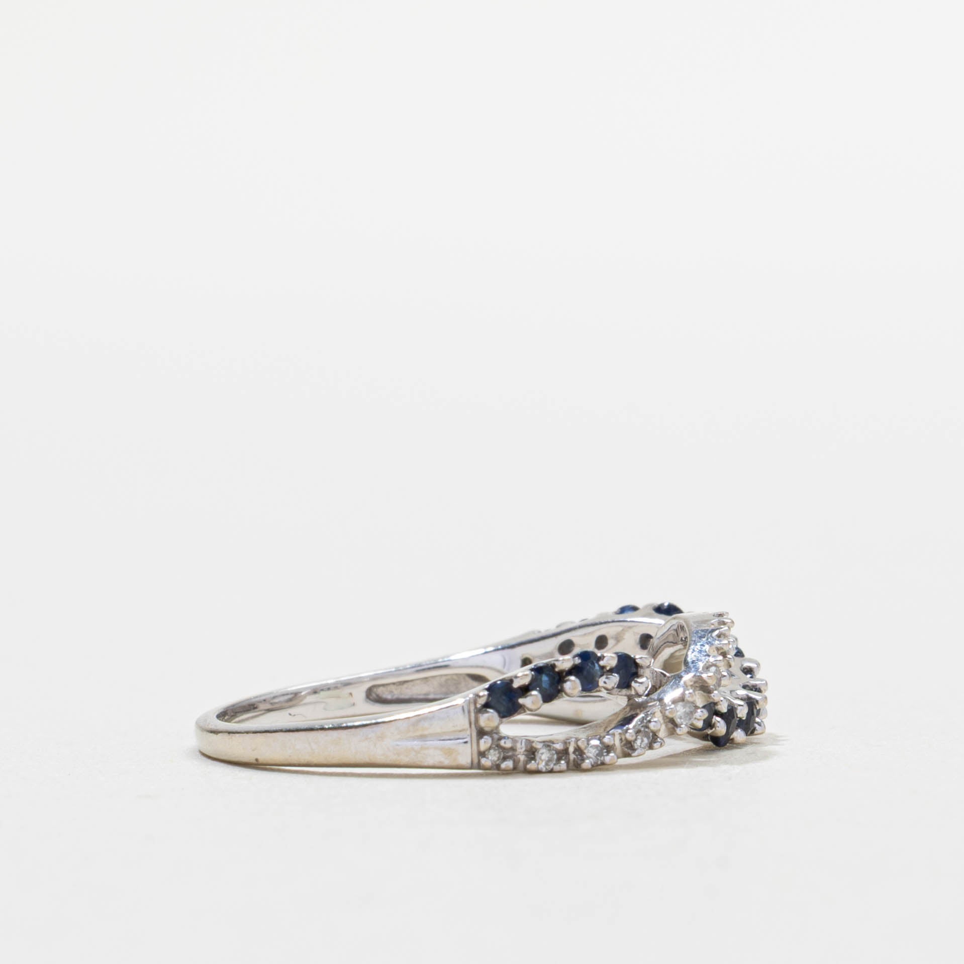 10k Sapphire & Diamond Multi Crossover Ring | SZ 6