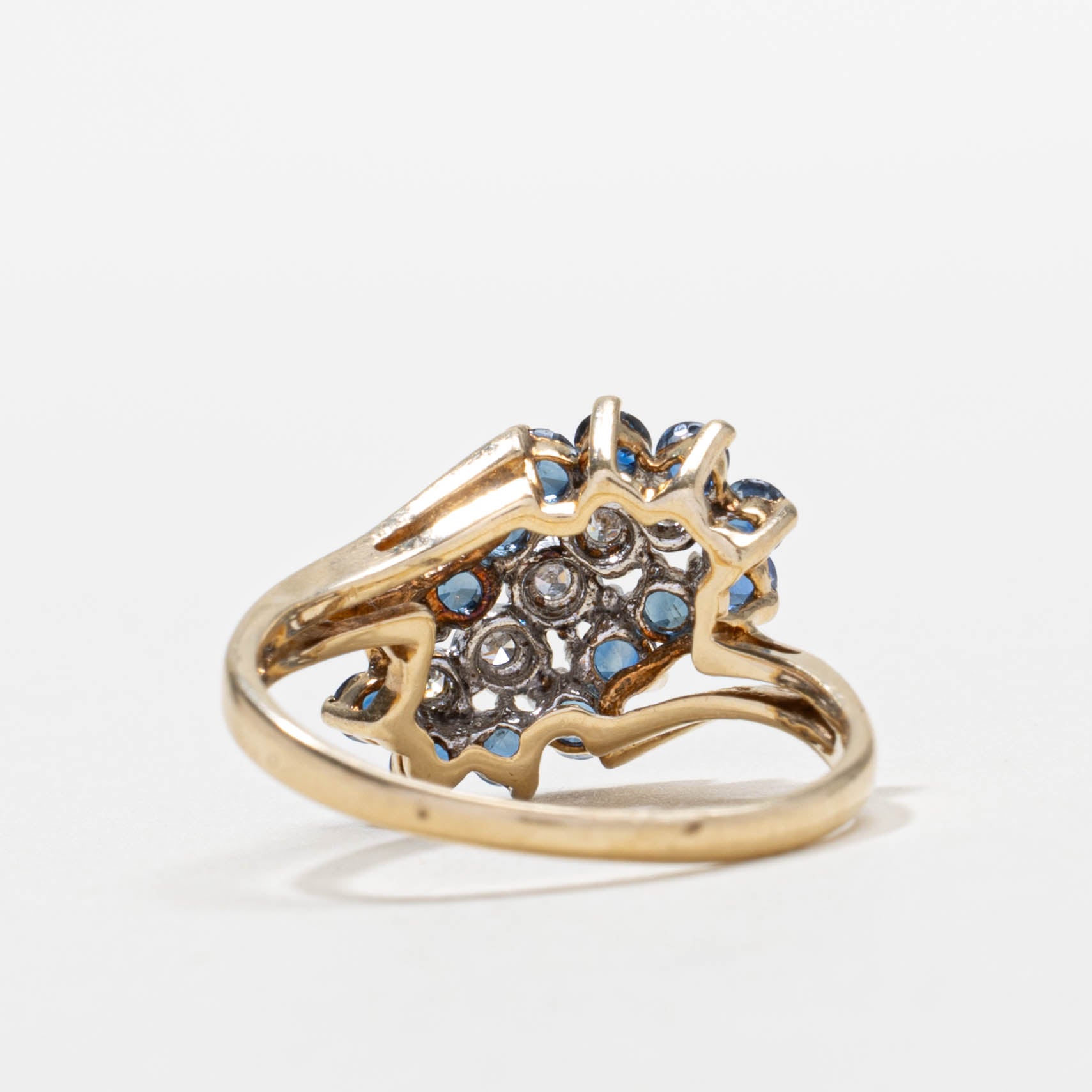10k Sapphire & Diamond Cluster Ring | SZ 7.5