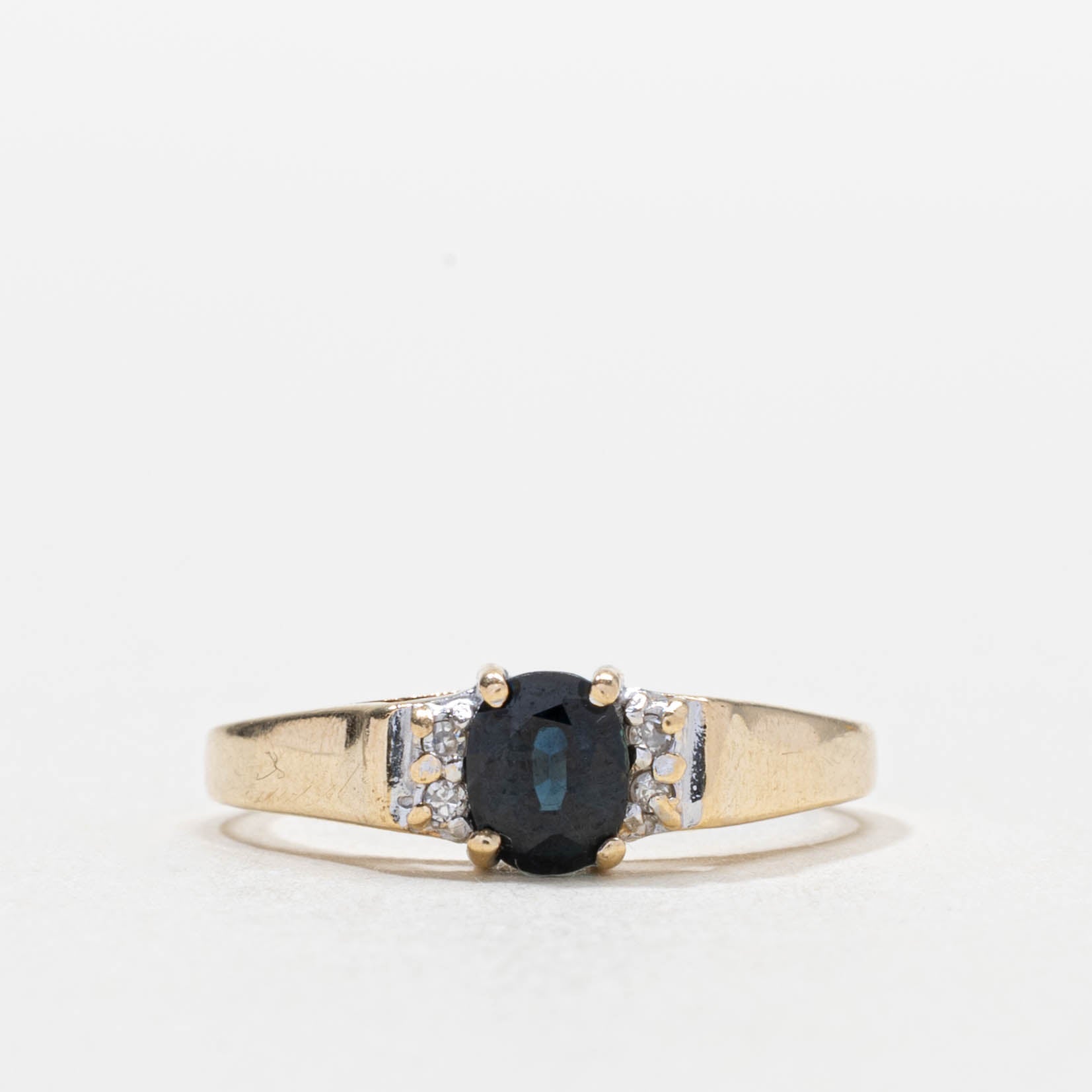 10k Oval Cut Sapphire & Diamond Accented Ring | SZ 5