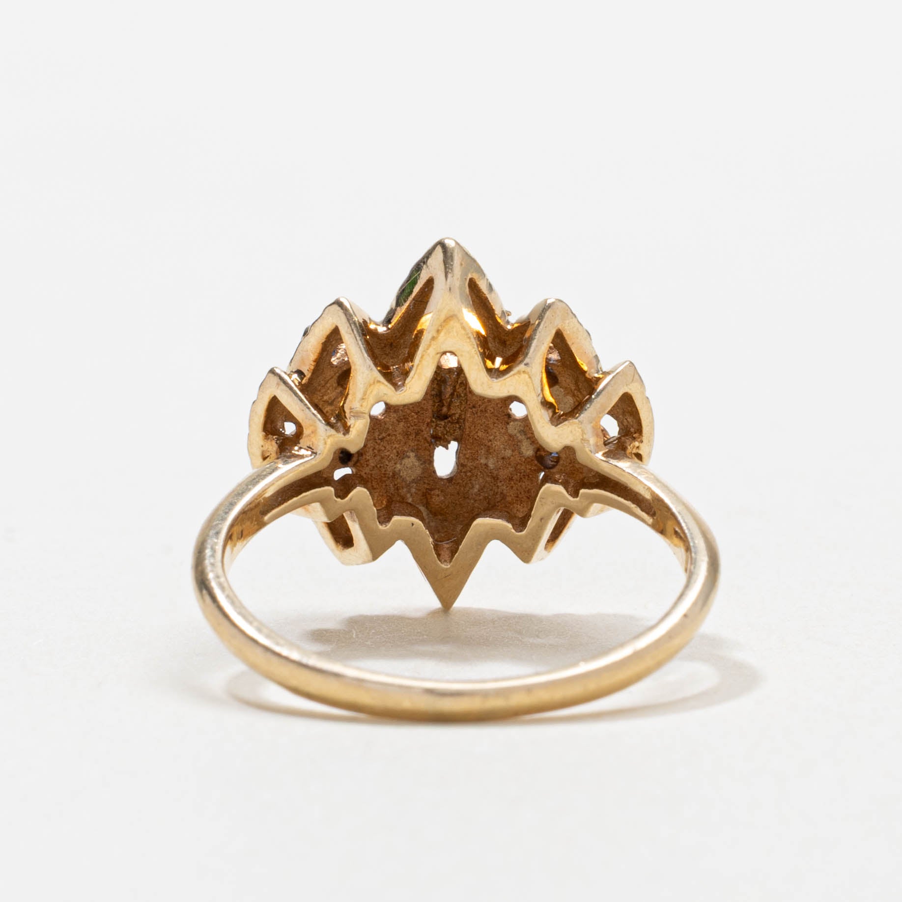 14k Sapphire & Diamond Cluster Textured Abstract Ring | SZ 5