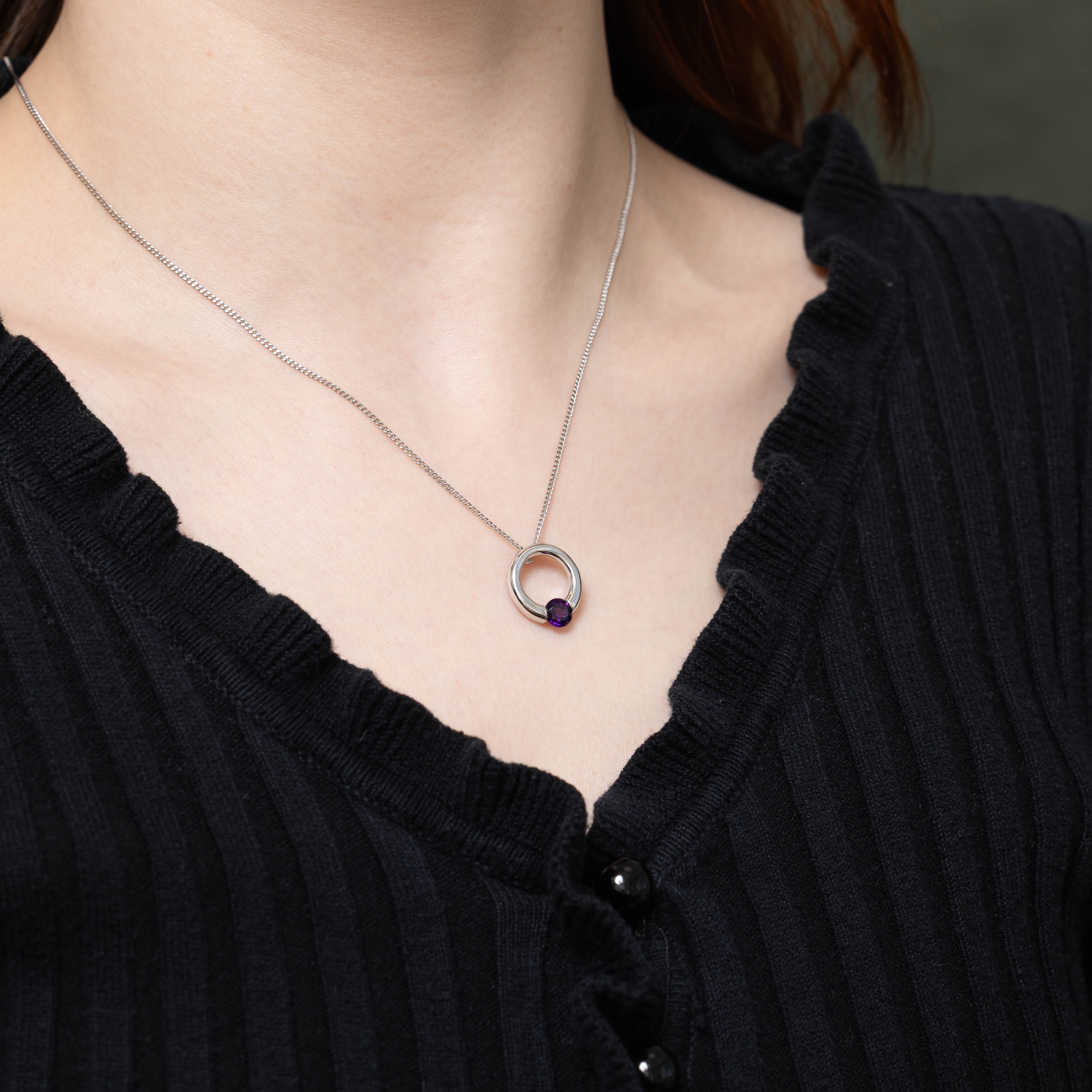 18k Amethyst Circle Pendant | 0.55ct