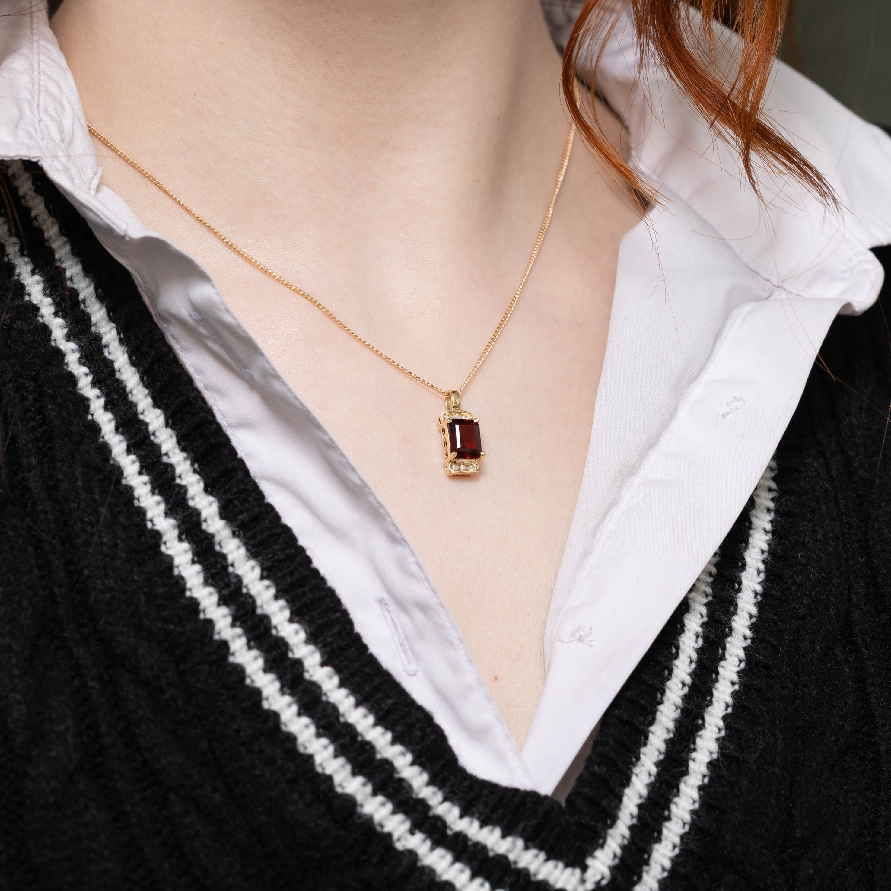 14k Garnet & Diamond Accented Pendant | 2.50ct, 0.03ctw