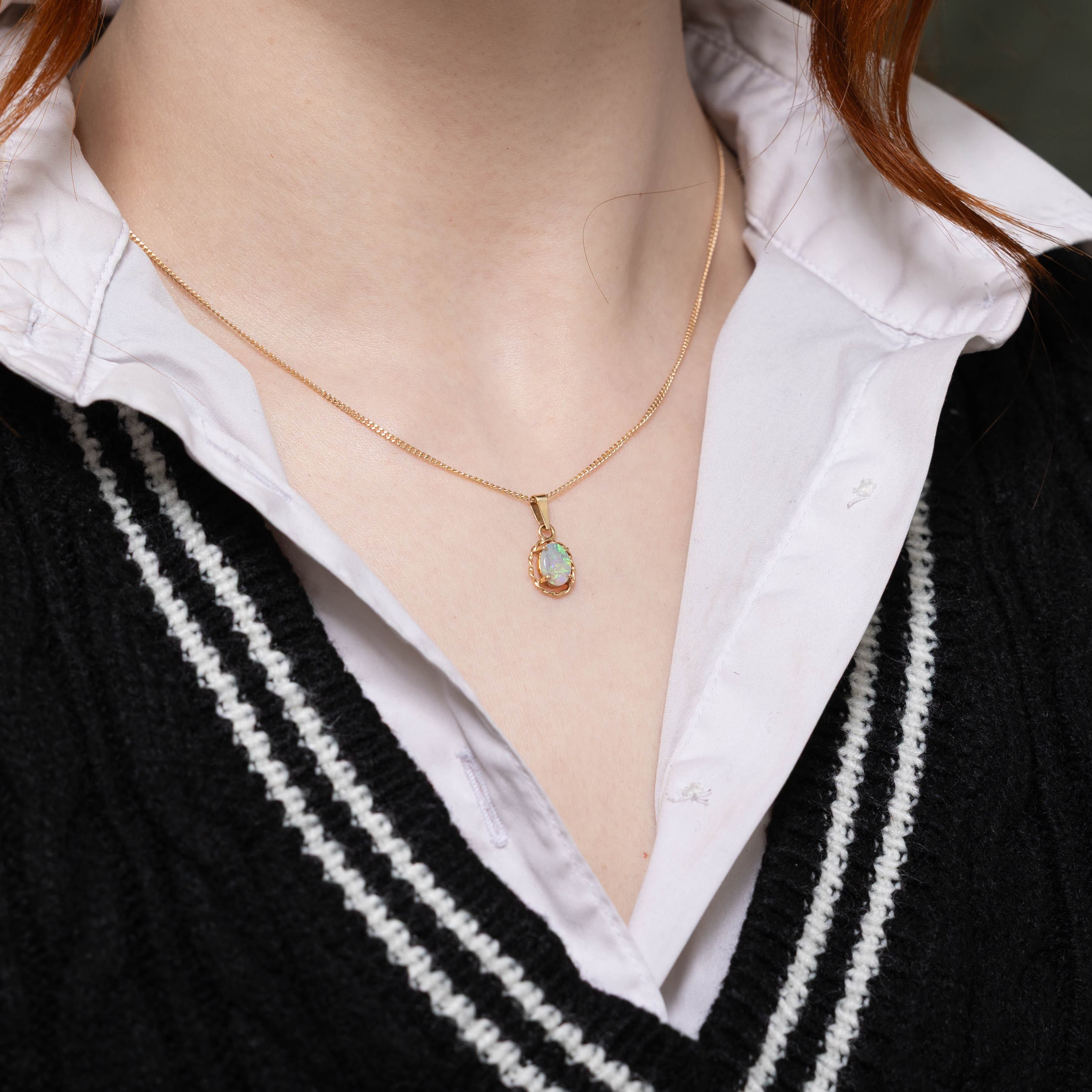 14k Opal Twist Framed Pendant | 0.40ct