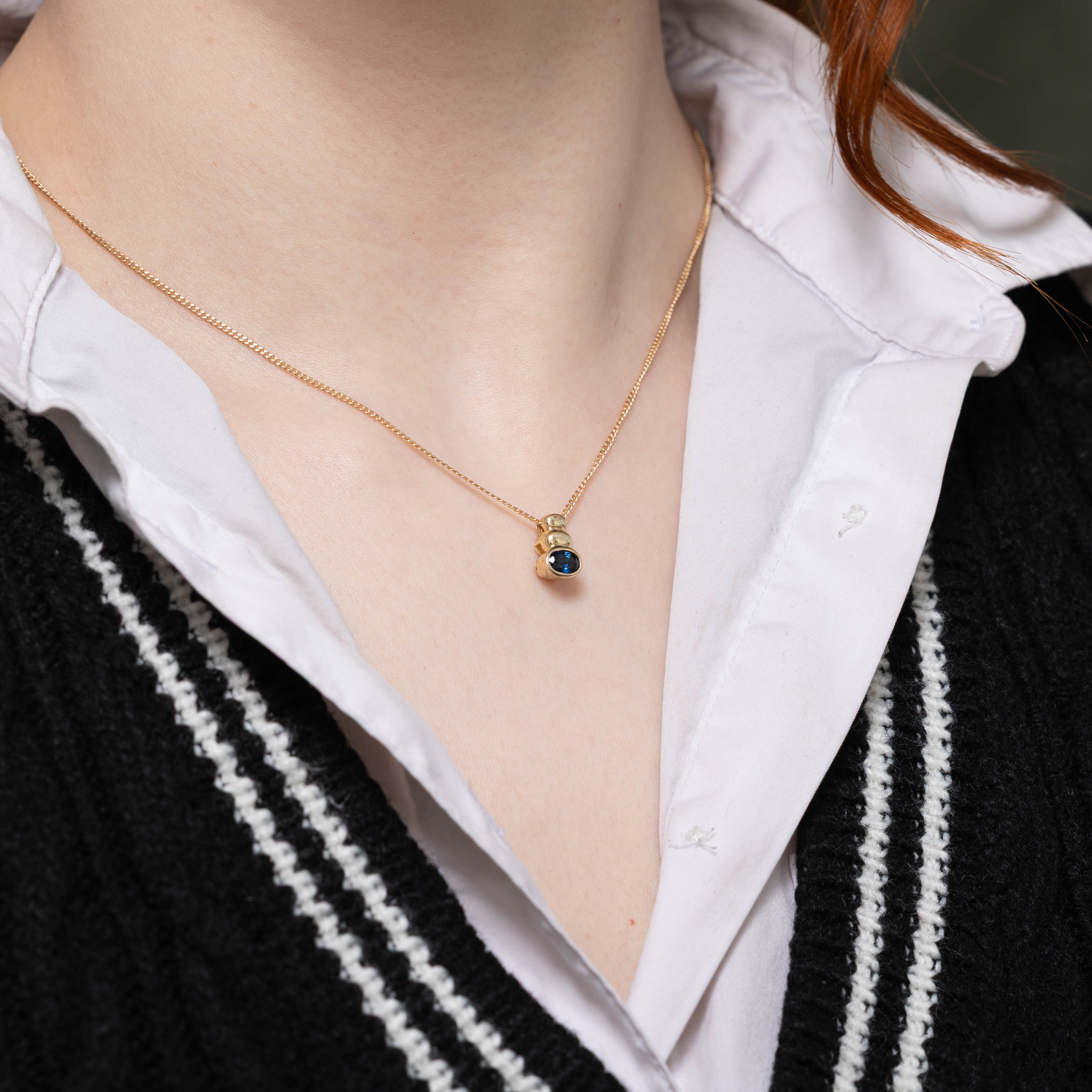 14k Bezel Set East West Sapphire Pendant | 0.40ct