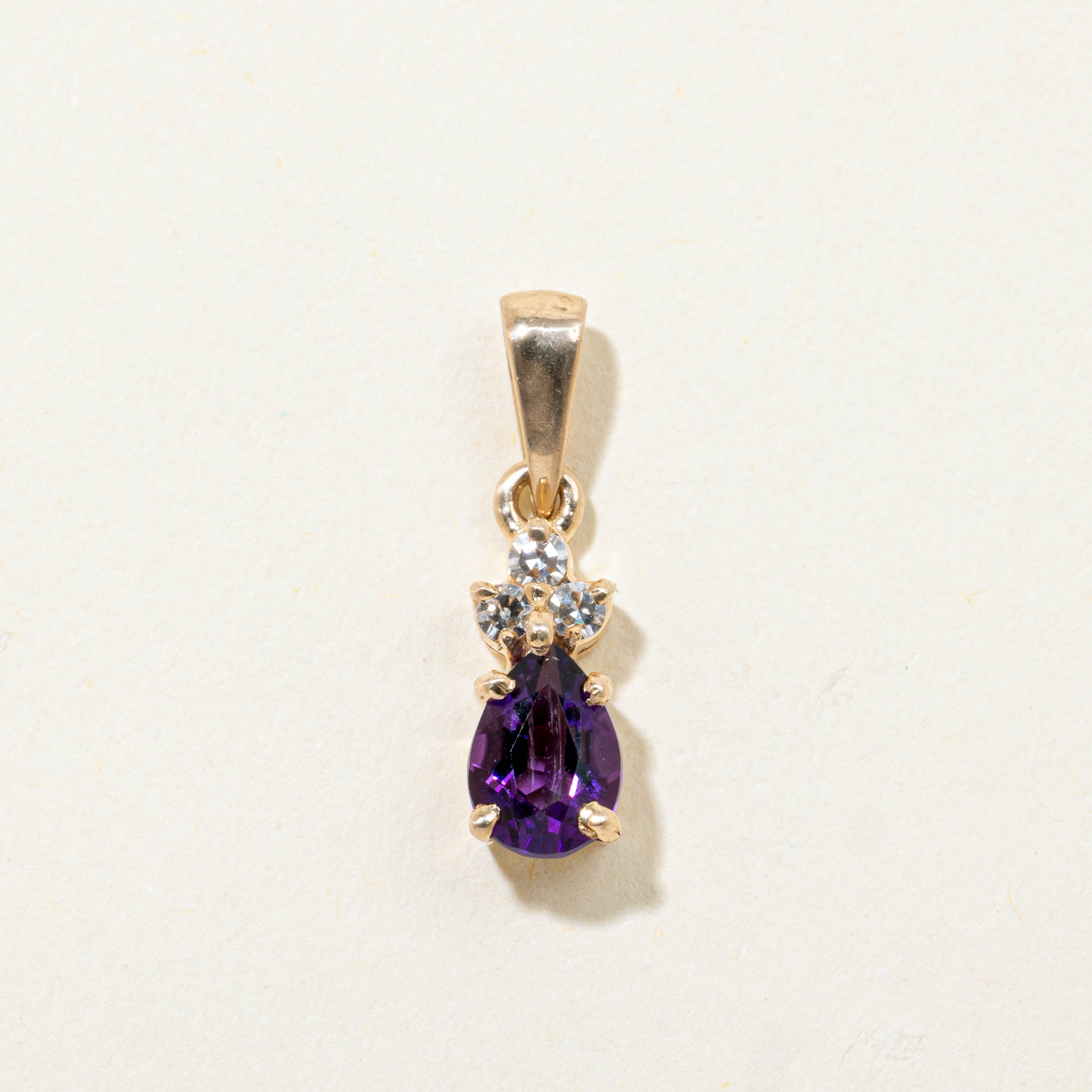 14k Amethyst & Diamond Accented Pendant | 0.50ct, 0.03ctw