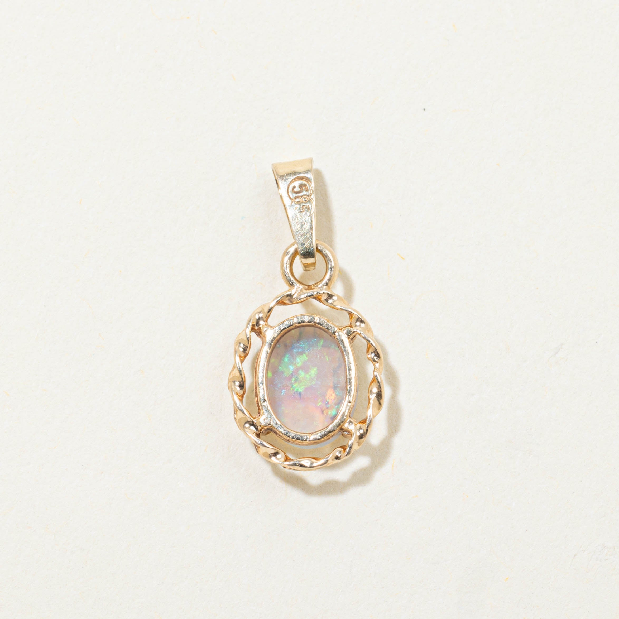 14k Opal Twist Framed Pendant | 0.40ct