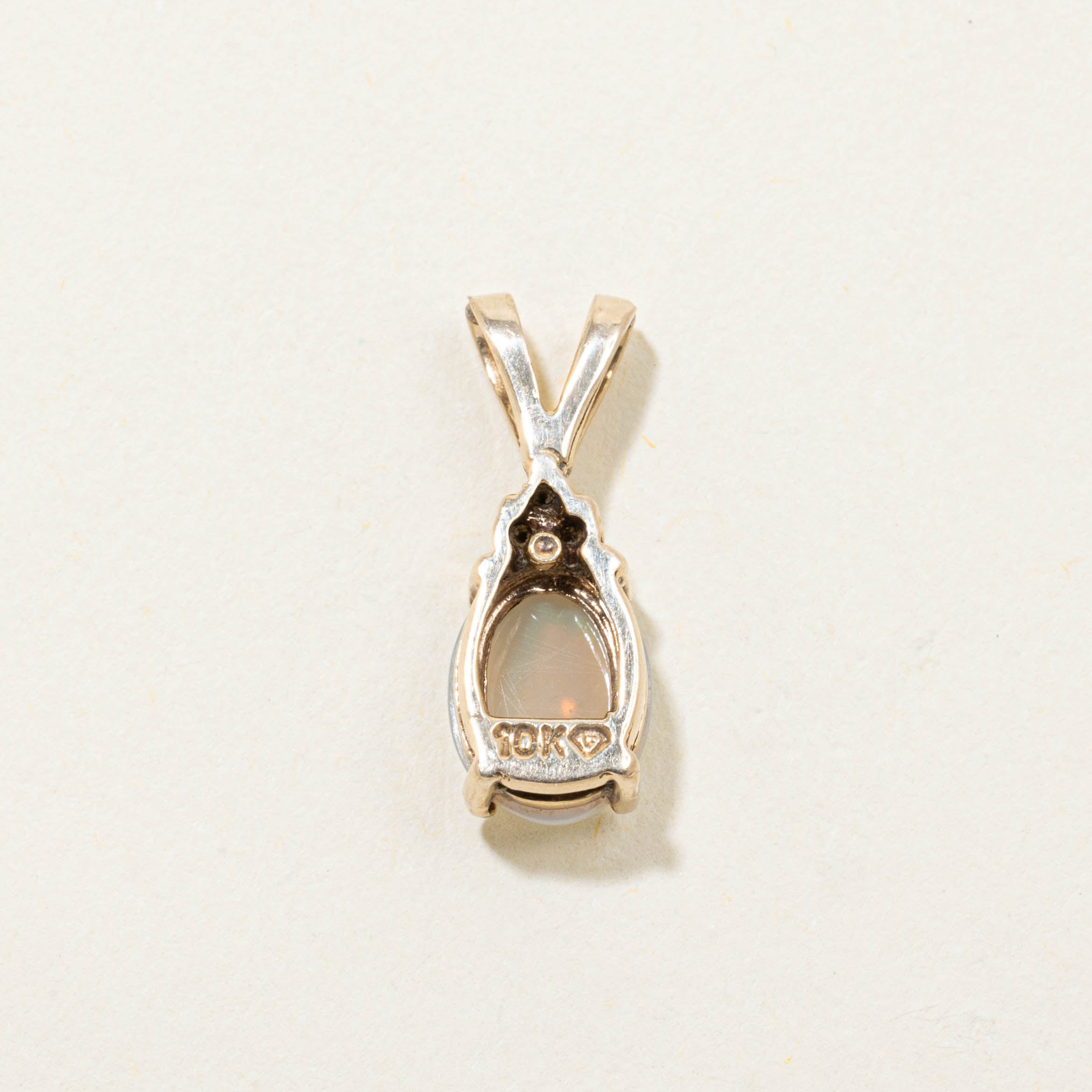 10k Opal & Diamond Accented Pendant | 0.84ct, 0.02ctw