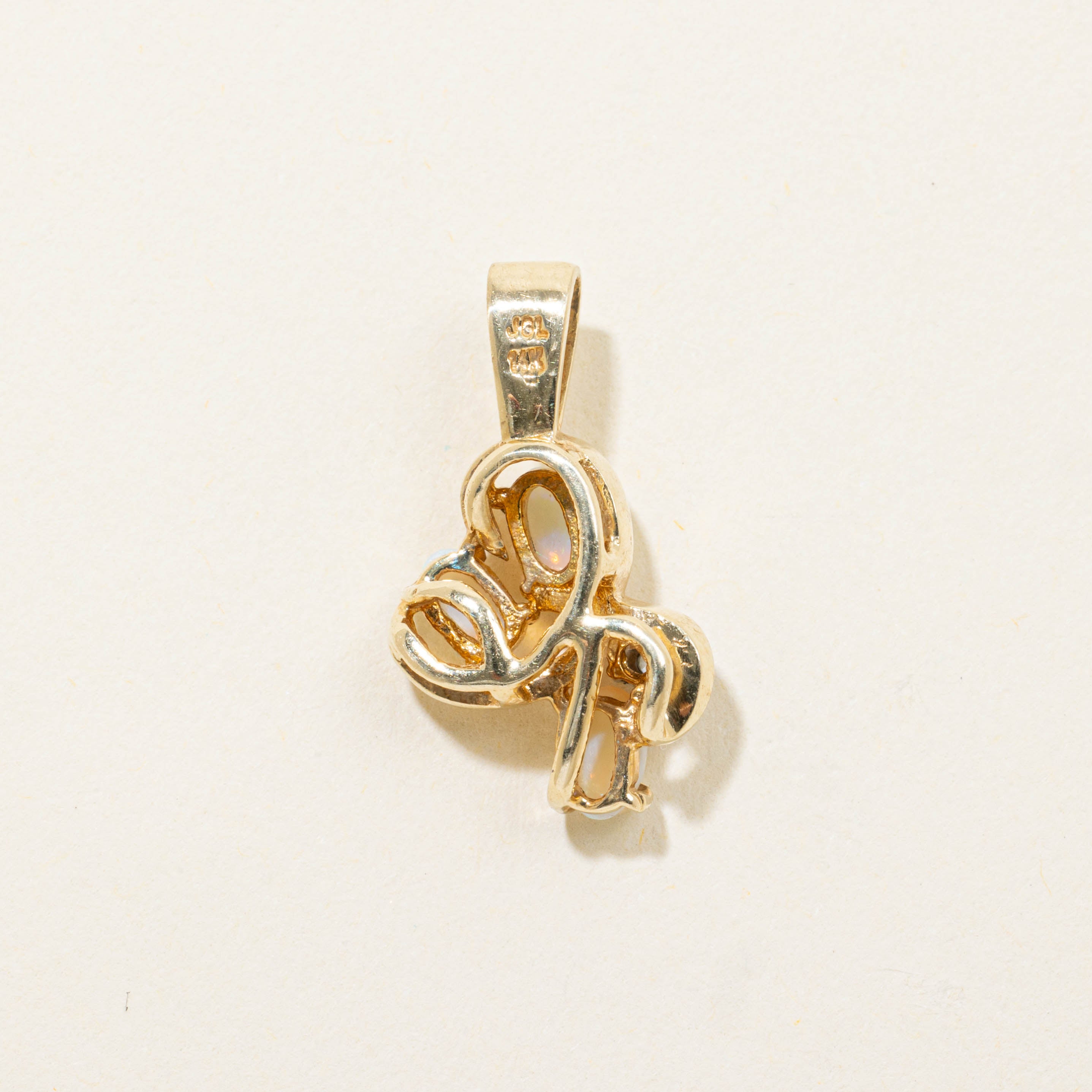 14k Opal & Diamond Abstract Pendant | 0.30ctw, 0.01ctw